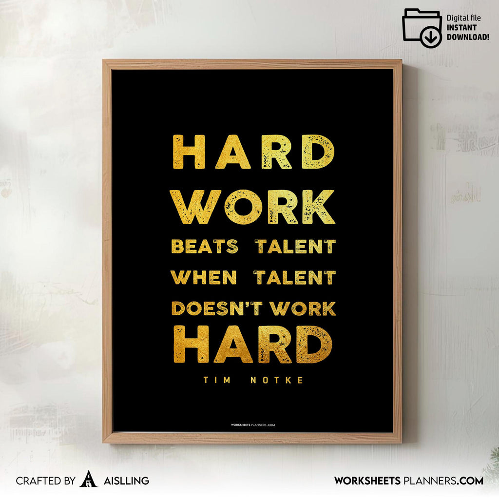 Aislling — Hard work beats Quotes, NBA Sports, Printable NBA Poster, Teenager kid basketball gift, NBA post... | Aislling printable