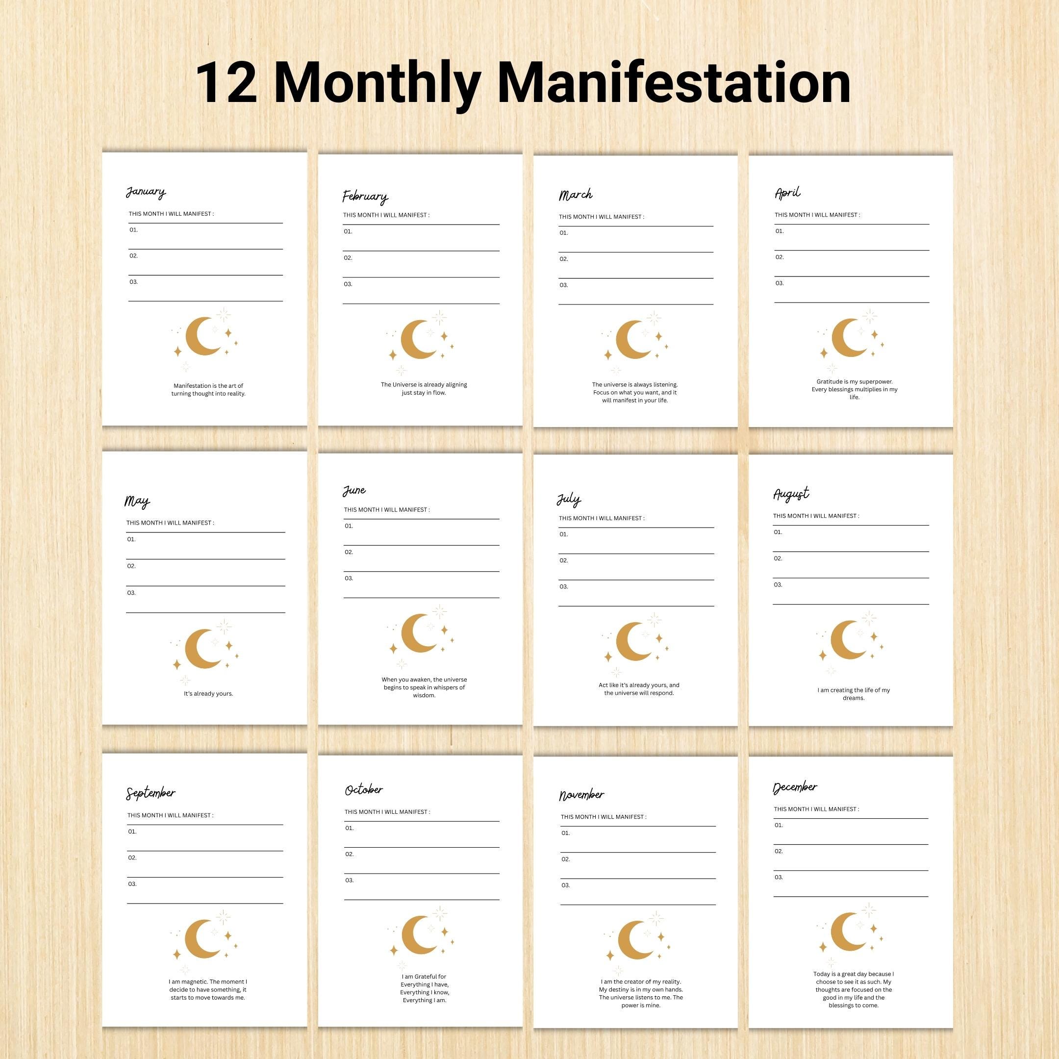 2026 Planner — MANIFESTATION JOURNAL Printable, Vision Board, Law of Attraction, Gratitude, Digital Journal... | Mindfulness printable