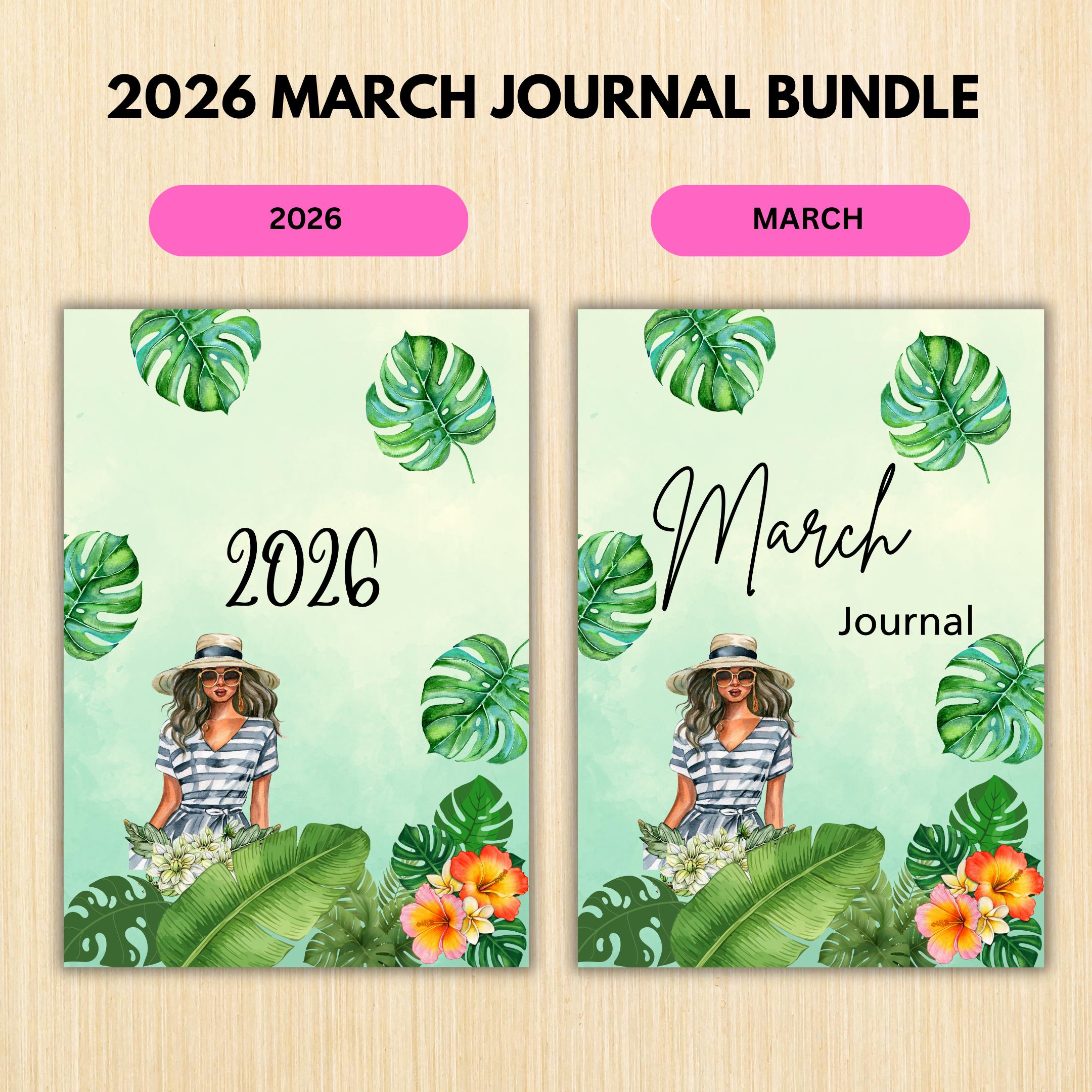Digital Planner — MARCH Planner Bundle, Habit Tracker, Saving Planner, Mental Health, Gratitude, Mood Track... | Mindfulness printable