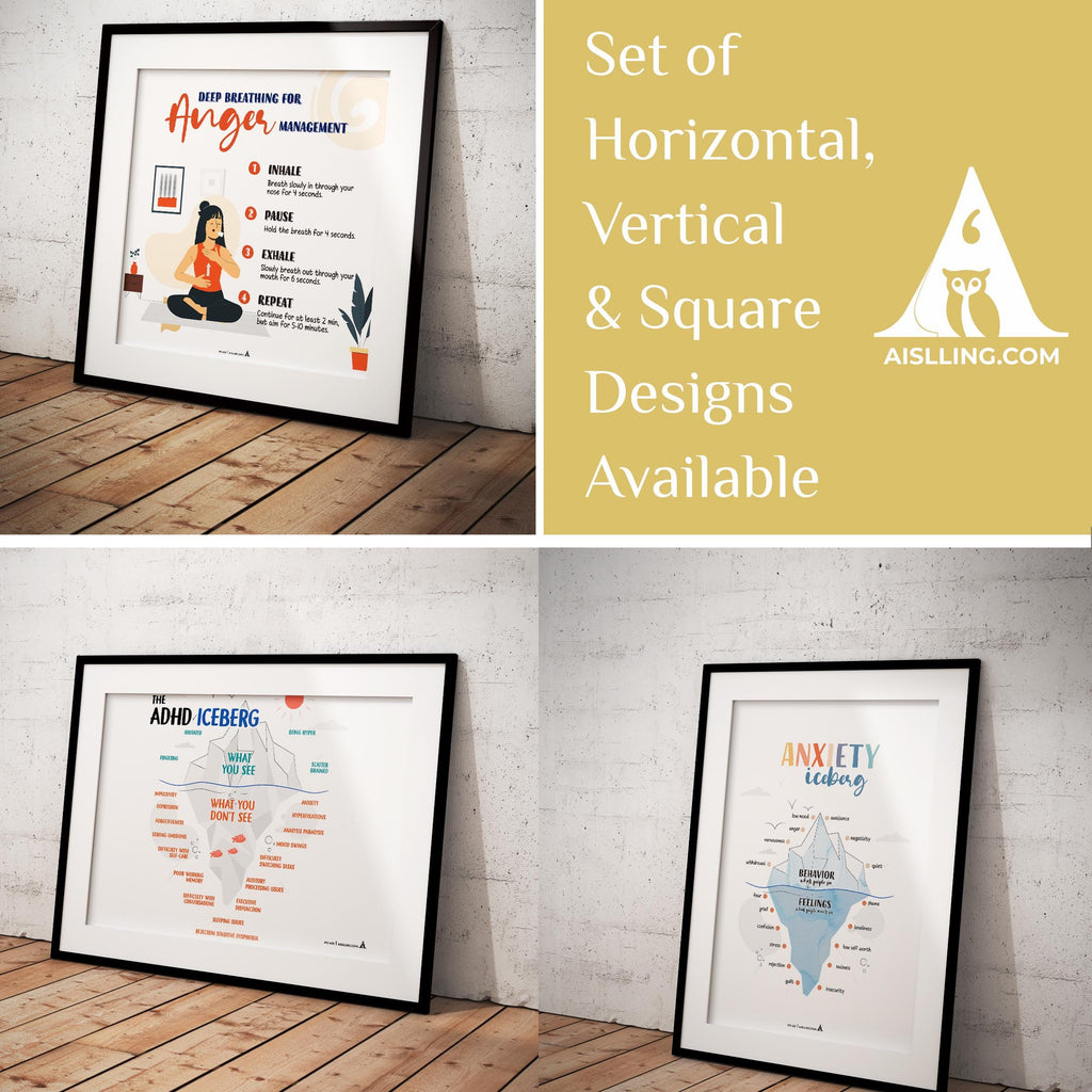 Aislling Design — counselor poster set of 6 counselor sign bundle counseling poster bundle gift for therapi... | Mindfulness printable