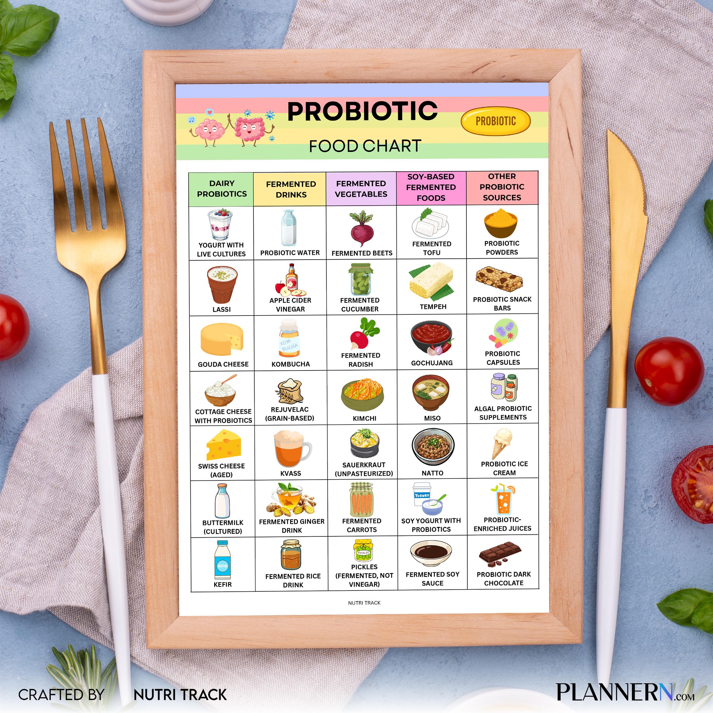 Digestive Health — Probiotic Food List Printable, Gut Health Food Chart, Fermented Foods Guide, Digestive W... | Nutri Track printable