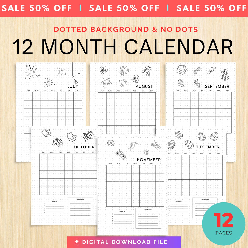 Bullet Journal — 12 Month Title Pages, Printable journal page, PRINTABLE TITLE PAGE, Printable Planner, Cov... | Bloom Joyfully printable