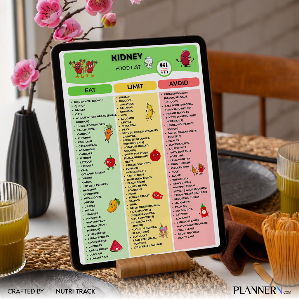 Food Chart — Kidney Friendly Food List Printable, Kidney Health Food Guide, Renal Diet Food Chart, Nutritio... | Nutri Track printable
