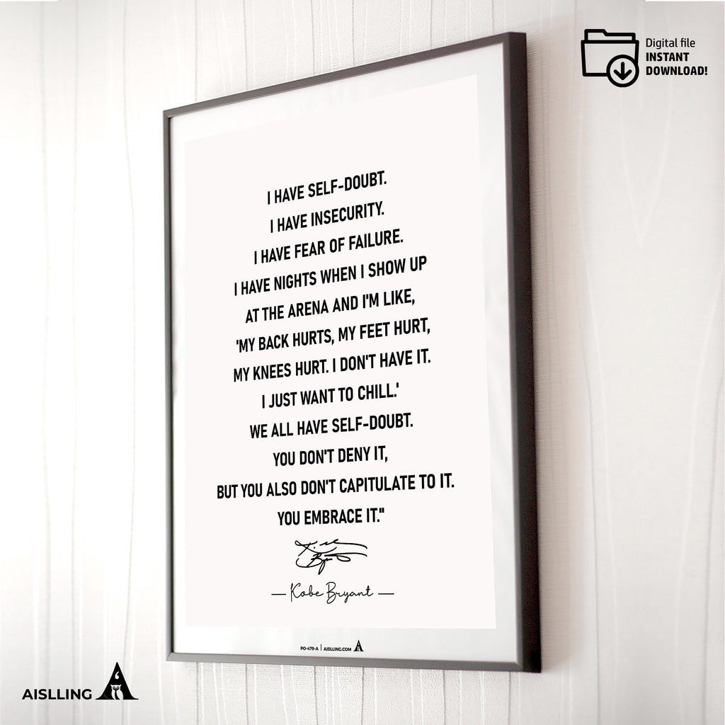 Aislling — Kobe Bryant Mamba Mentality Quote Poster: Basketball Wall Art (Digital Download) | Aislling printable