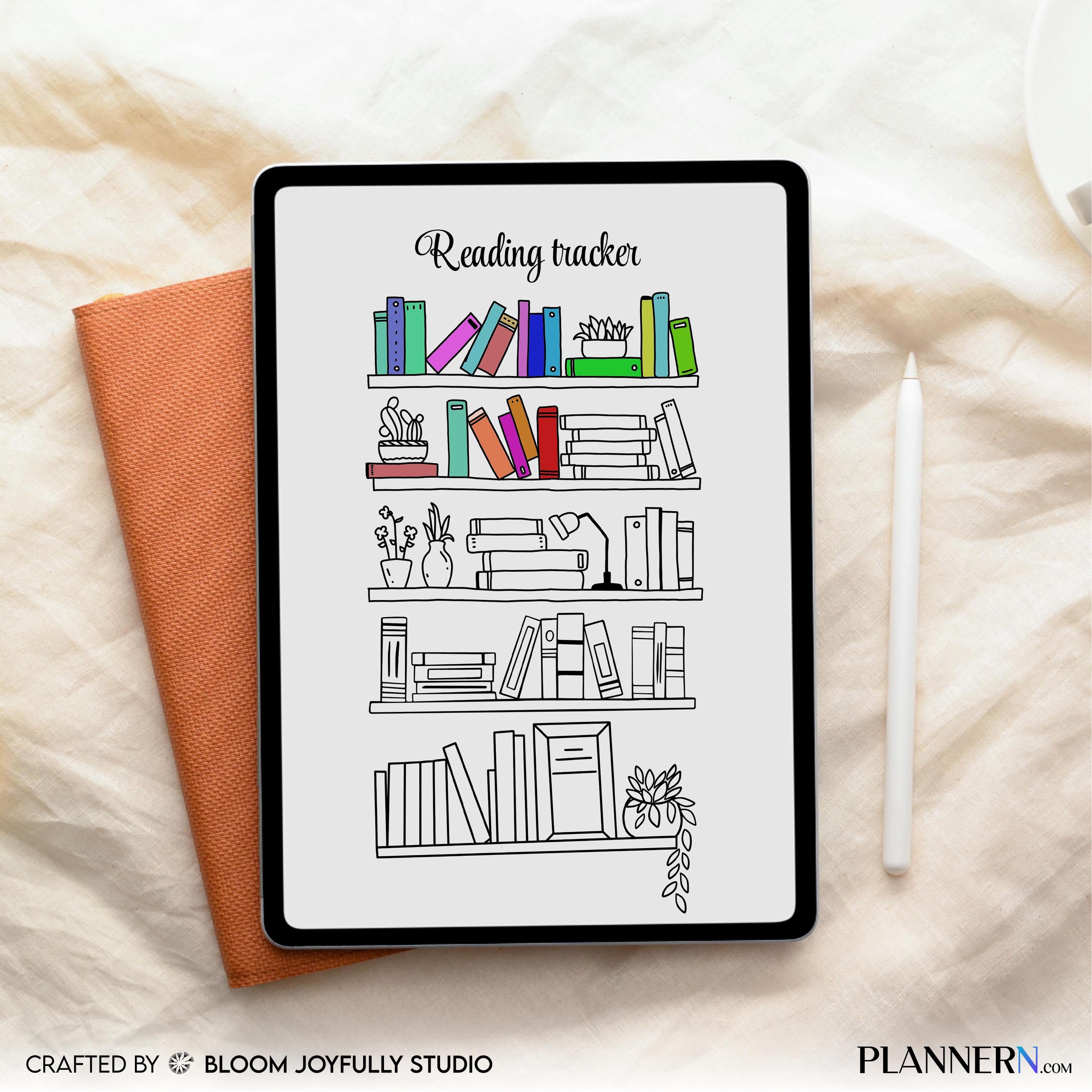 Book Journal — Bookshelf Reading Tracker PRINTABLE, Reading Tracker, Reading Log, Habit Tracker, Book Track... | Bloom Joyfully printable