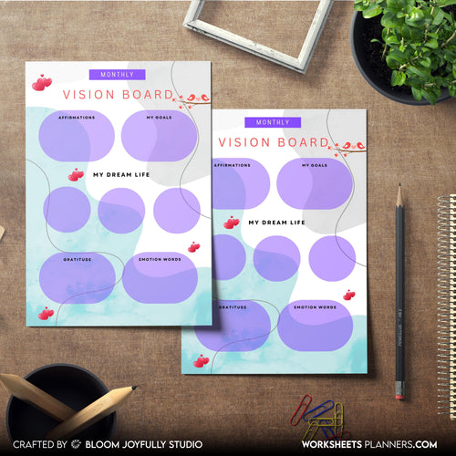 2026 Goals — 2026 Monthly VISION BOARD, Goals, Affirmations, Emotions, Dream Life, Gratitude, Printable PDF... | Mindfulness printable