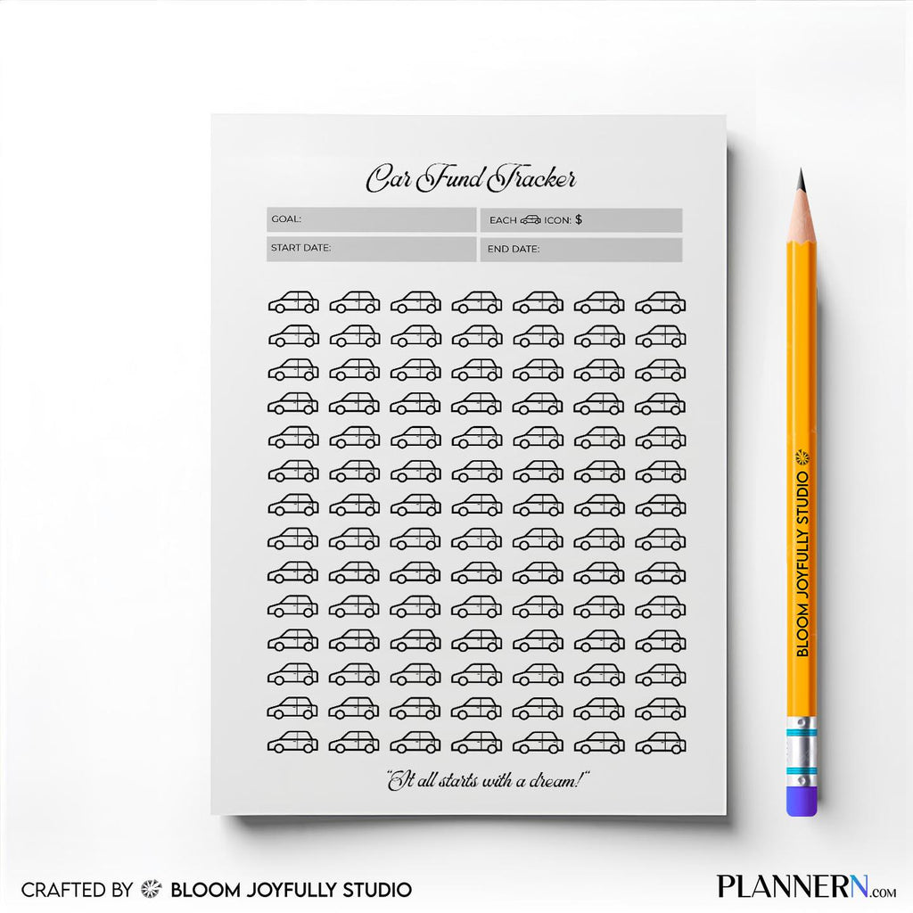 Budget Planner — Car Fund Tracker Printable, Car Savings Tracker, Vehicle Savings Planner, Savings Goal PDF... | Bloom Joyfully printable