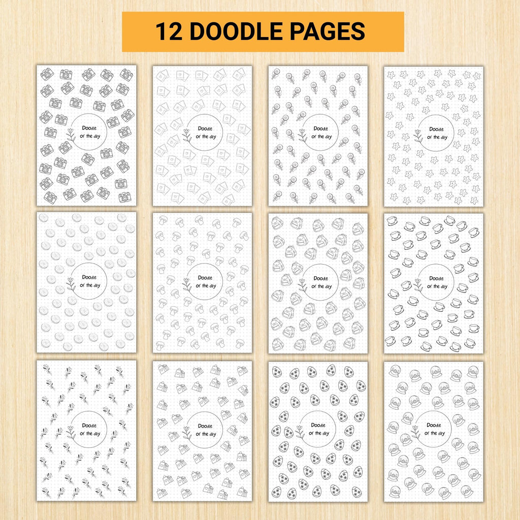 365 Days Drawing — DOODLE of the Day Bundle, Creative Doodle of the Day, Daily Doodle Journal, PRINTABLE Jo... | Mindfulness printable