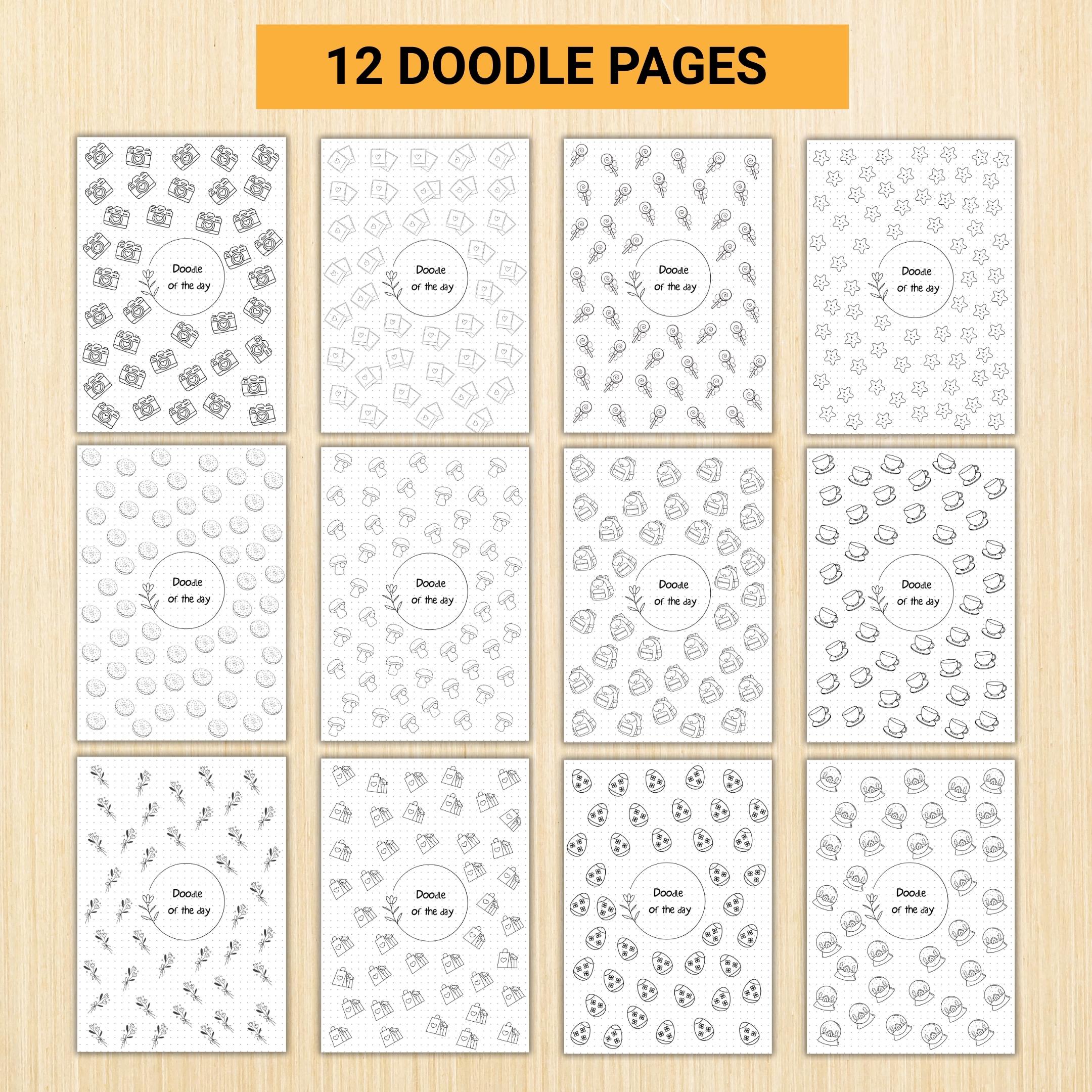 365 Days Drawing — DOODLE of the Day Bundle, Creative Doodle of the Day, Daily Doodle Journal, PRINTABLE Jo... | Mindfulness printable