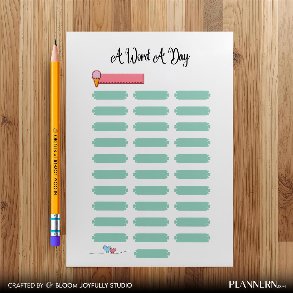 Daily Learning Log — A Word A Day PRINTABLE – Daily Language Tracker, Word of the Day, Daily Word Learning,... | Bloom Joyfully printable