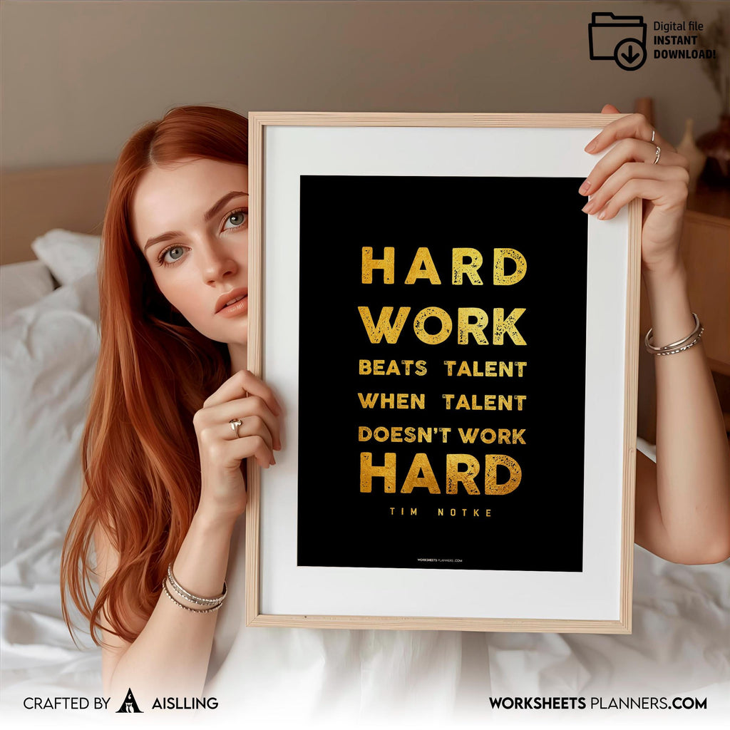 Aislling — Hard work beats Quotes, NBA Sports, Printable NBA Poster, Teenager kid basketball gift, NBA post... | Aislling printable