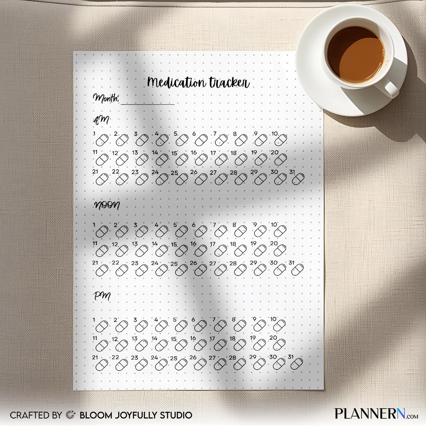Daily Pill Log — Medication Tracker PRINTABLE, Daily Medicine Log, Pill Tracker, Medication Schedule, Habit... | Bloom Joyfully printable