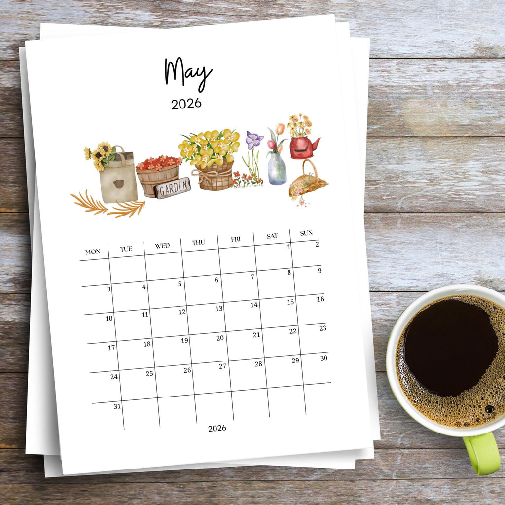2026 Calendar — Farmhouse Calendar Bundle 2026, Printable Monthly Planners, Digital Download Calendar, A4, ... | Bloom Joyfully printable