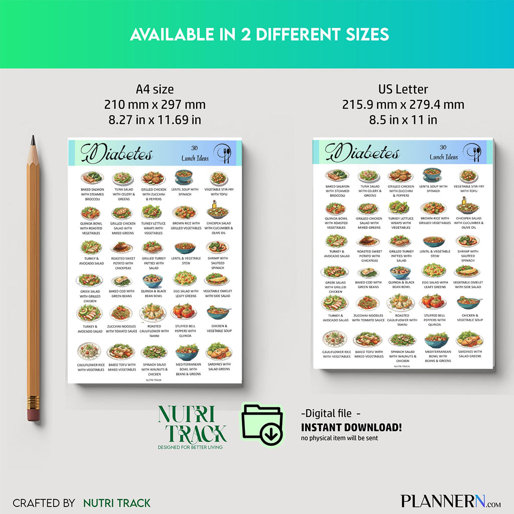 Blood Sugar Control — 30 Diabetes Friendly Lunch Ideas, Low Sugar Lunch Printable PDF, Blood Sugar Friendly... | Nutri Track printable
