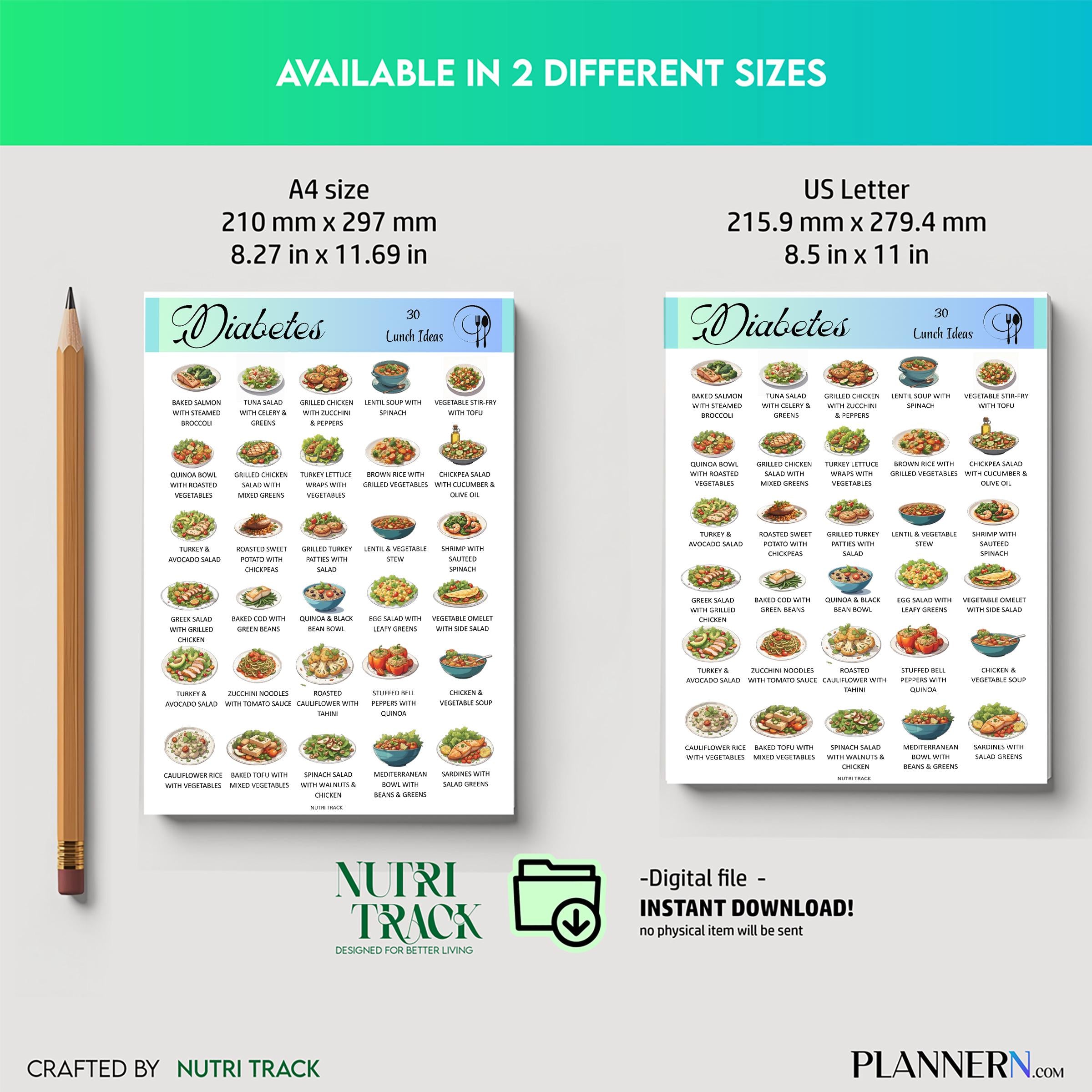 Blood Sugar Control — 30 Diabetes Friendly Lunch Ideas, Low Sugar Lunch Printable PDF, Blood Sugar Friendly... | Nutri Track printable