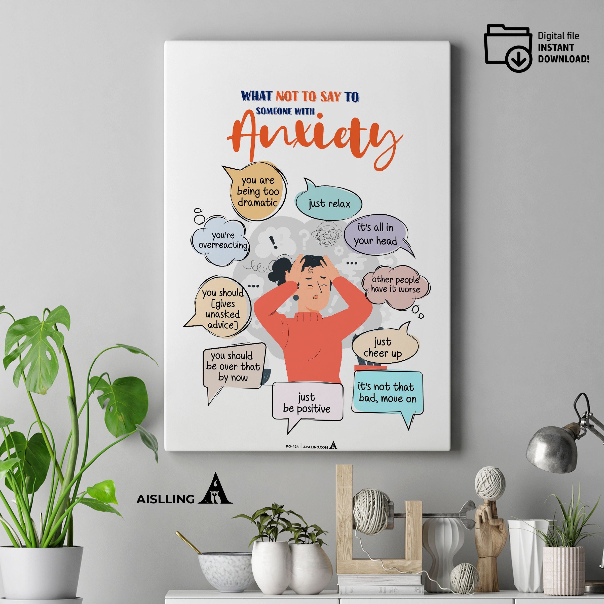 Aislling — What not to say to someone with Anxiety, Mental Health, Counselor Office Decor, Anxiety Poster, ... | Mindfulness printable