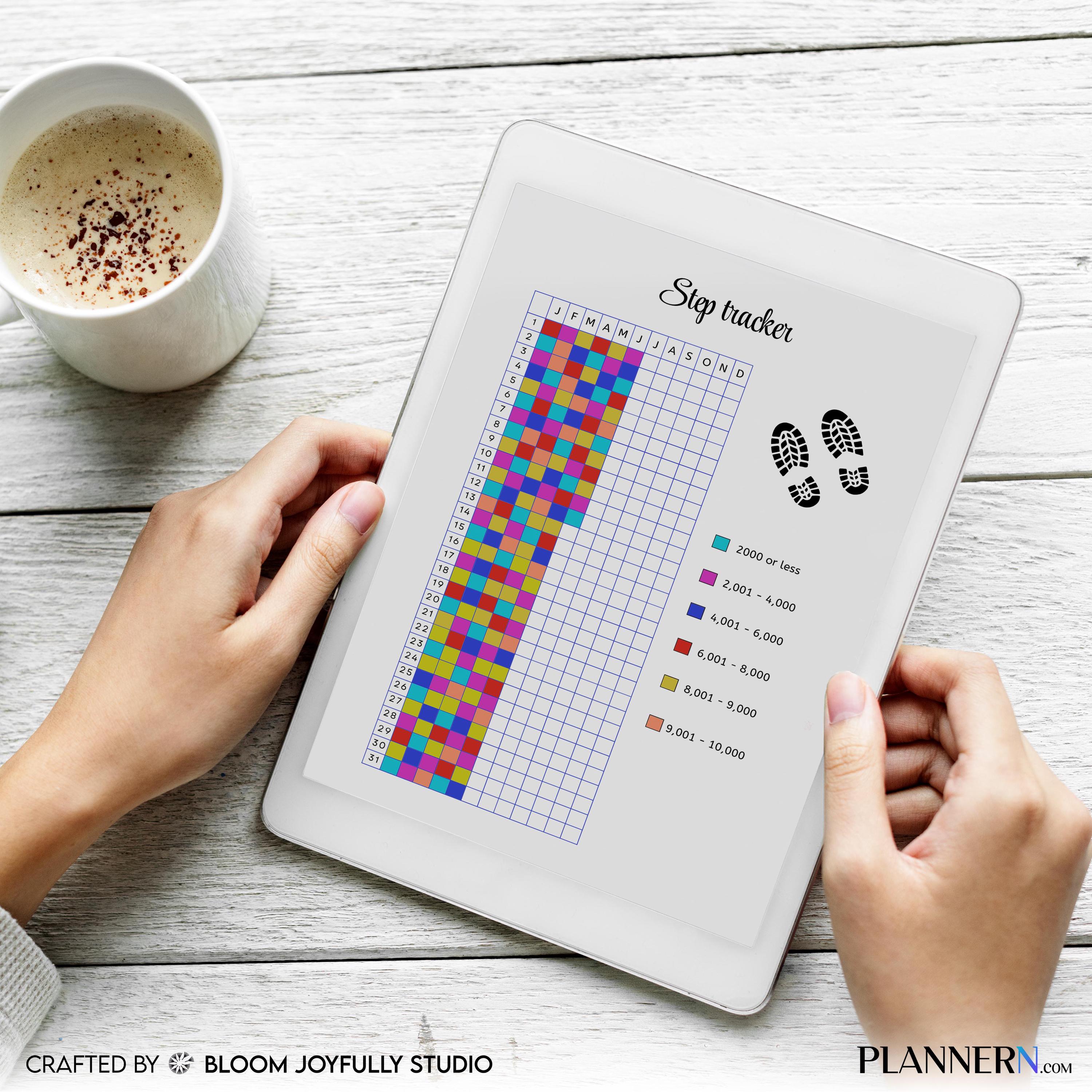 Activity Tracker — Step Tracker PRINTABLE, Yearly Steps Tracker, Walking & Fitness Log, Healthy Habit Plann... | Nutri Track printable