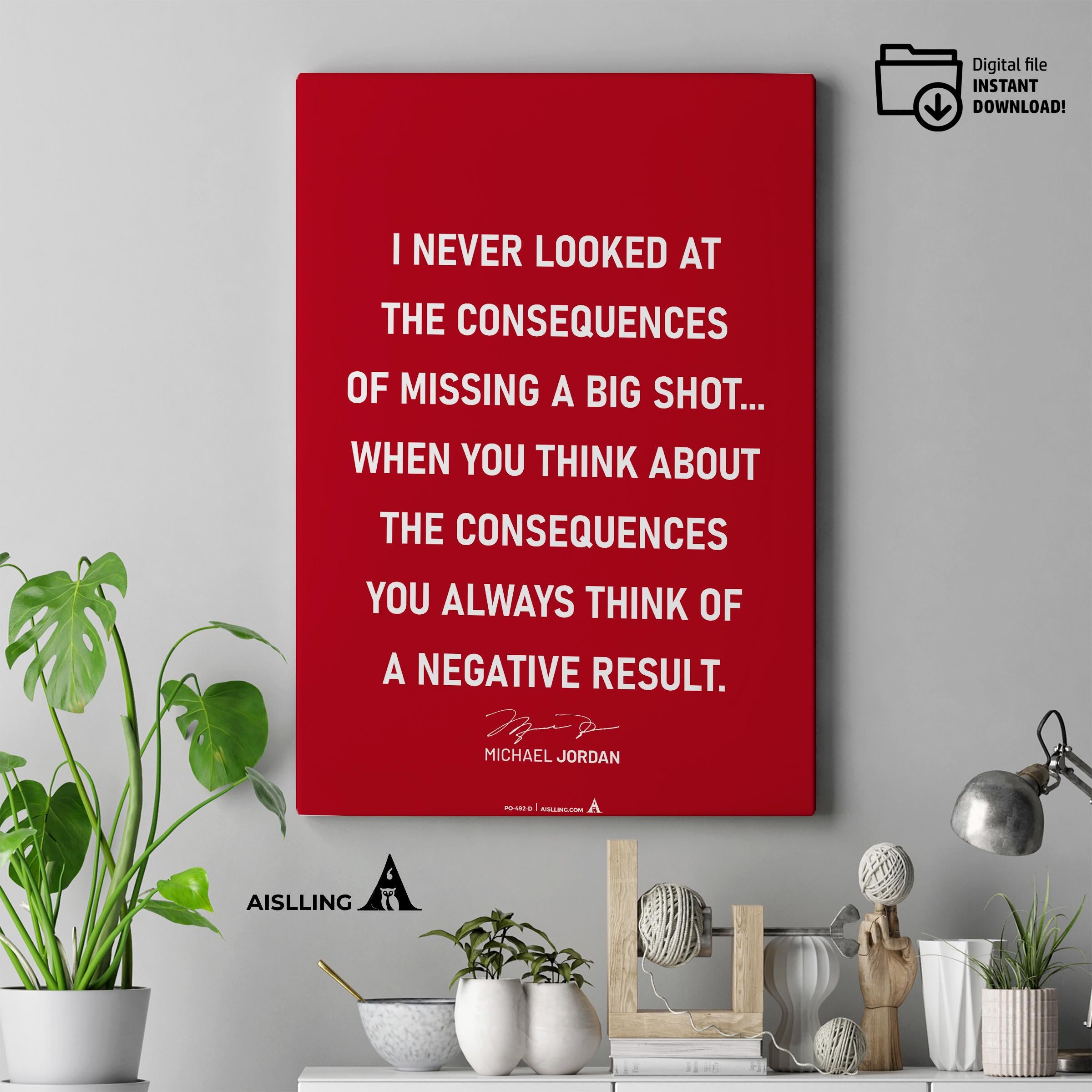Athlete Quote — Michael Jordan Quote Poster: Motivational Basketball Art (Digital Download) | Aislling printable