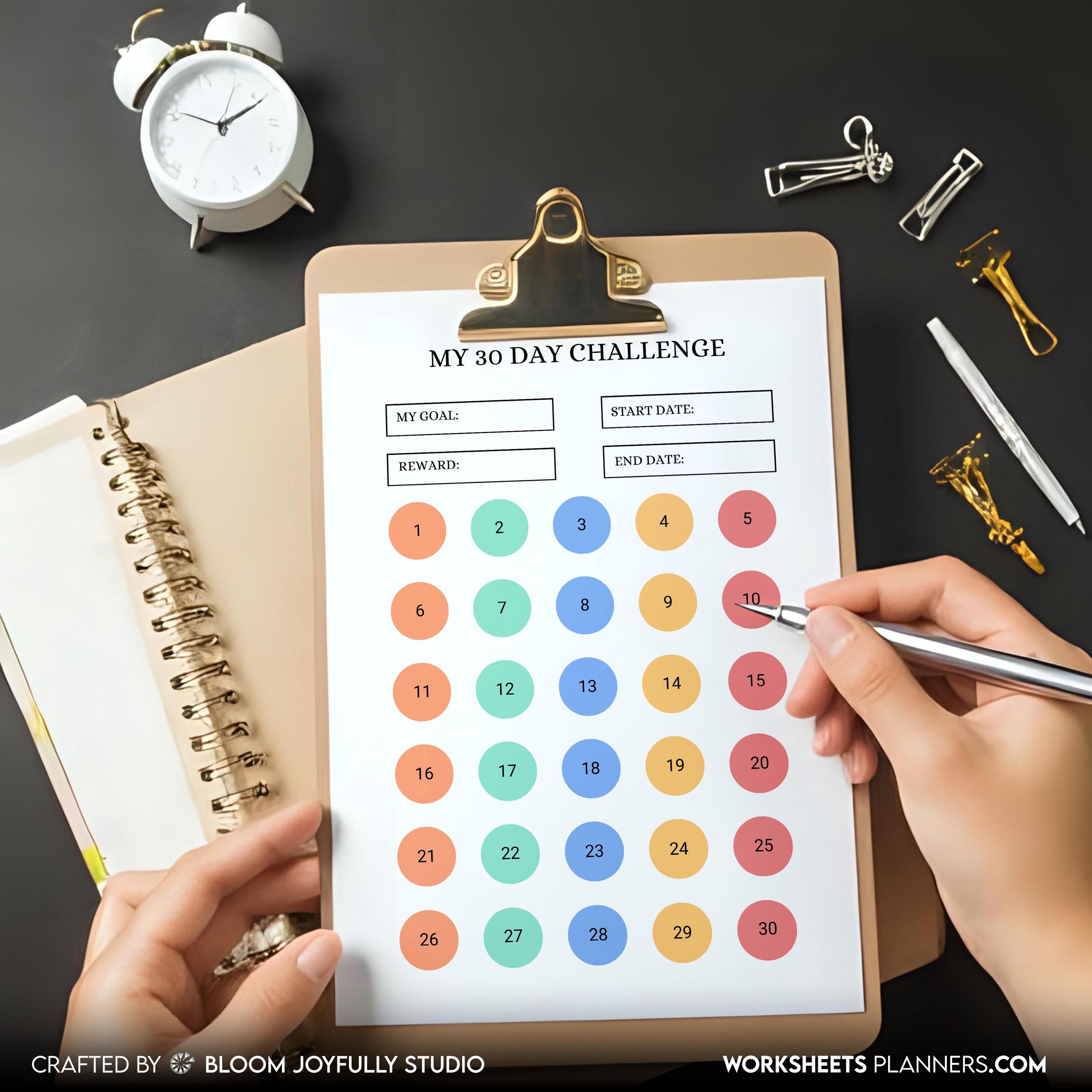 Daily Habits — 30 Day Challenge PRINTABLE, Habit Tracker, Goal Setting, Habit Challenge, Habit Planner, A4/... | Bloom Joyfully printable