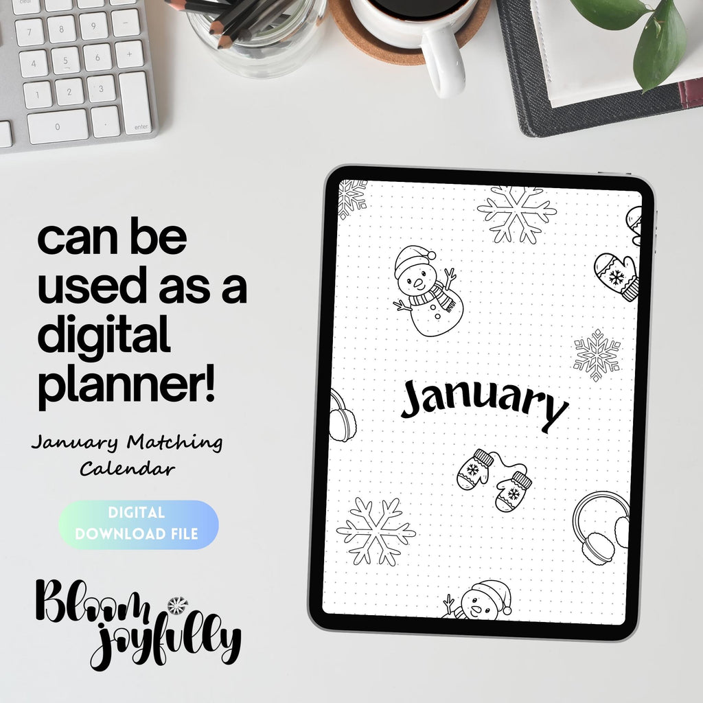 Calendar Pages — January Title Page, PRINTABLE Calendar, January Calendar, January Journal Cover, Calendar ... | Bloom Joyfully printable