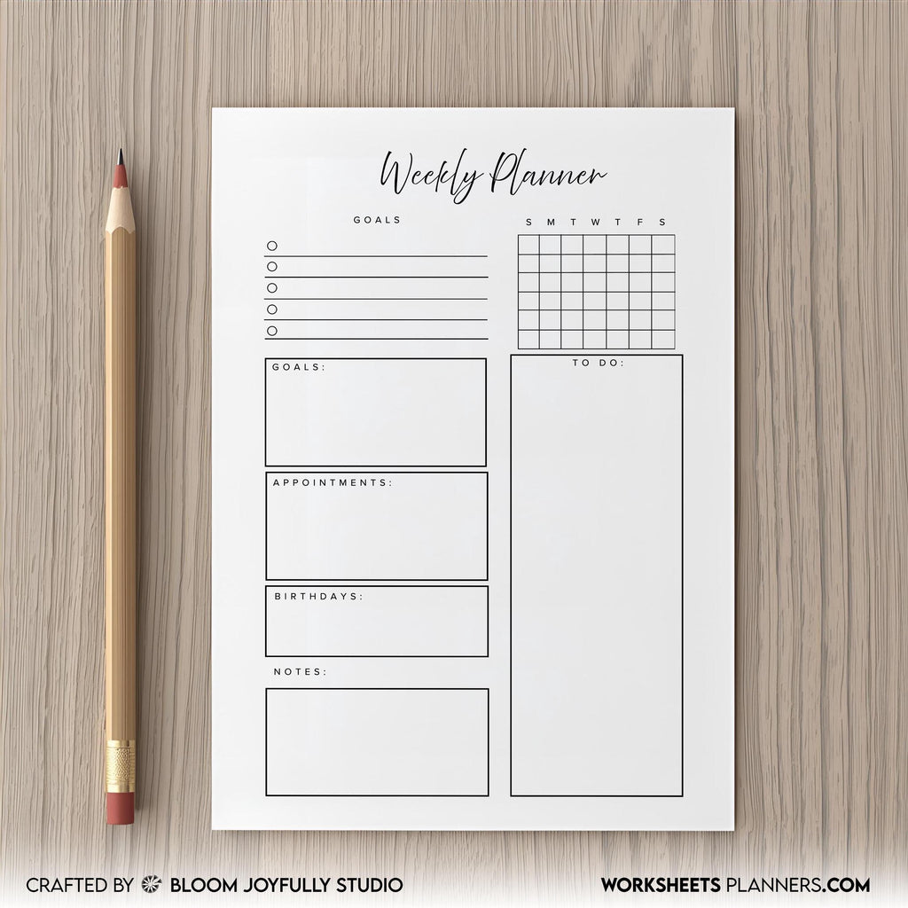 Digital Planner — Minimalist WEEKLY Planner Printable, Weekly To Do List, Weekly Habit Tracker, A4, A5, Let... | Bloom Joyfully printable