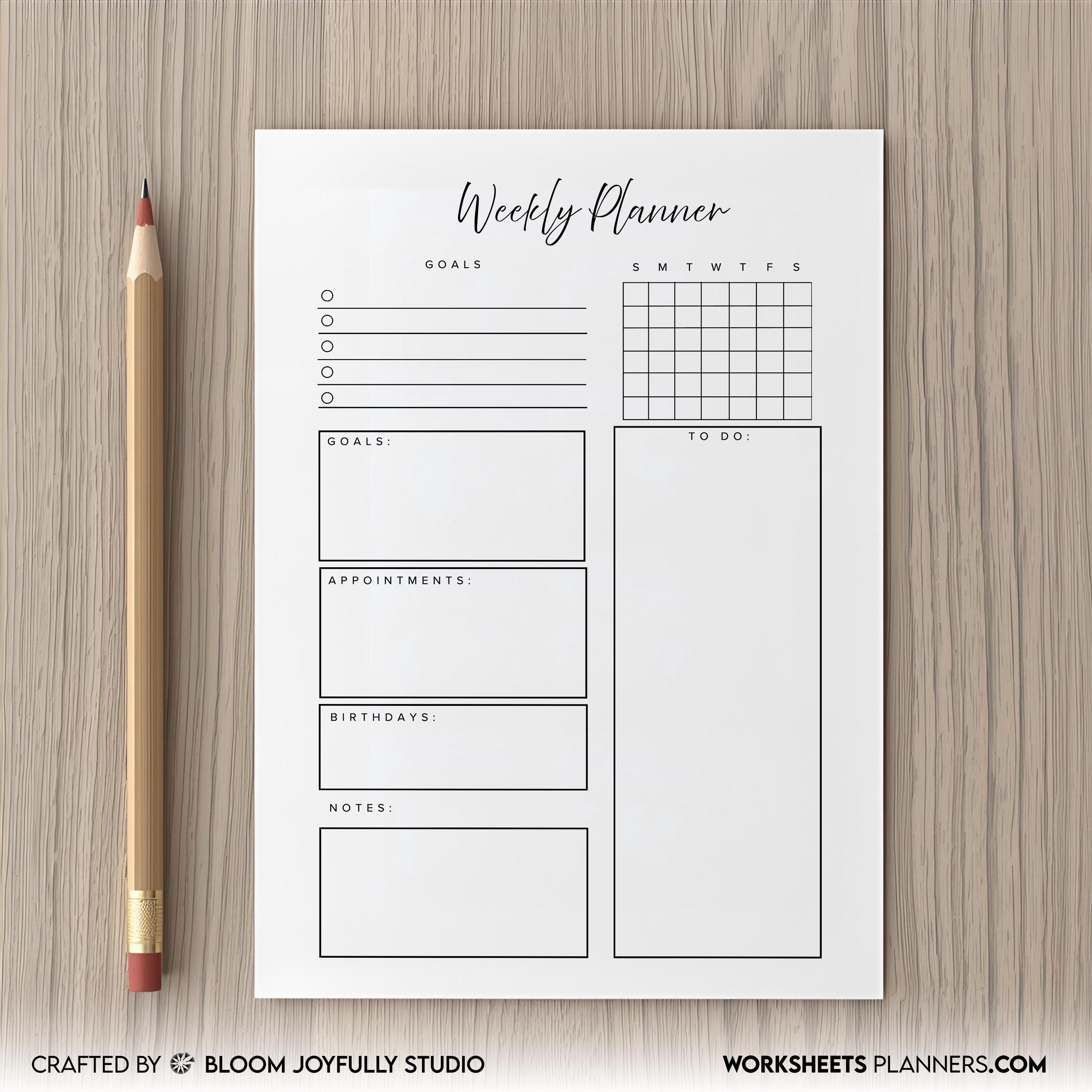 Digital Planner — Minimalist WEEKLY Planner Printable, Weekly To Do List, Weekly Habit Tracker, A4, A5, Let... | Bloom Joyfully printable