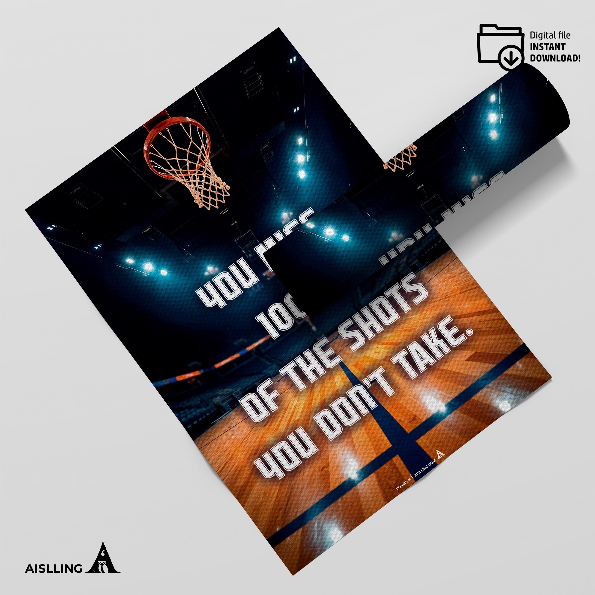 Basketball Art — Michael Jordan Inspirational Quote Poster: Basketball Legend Art (Digital Download) | Aislling printable