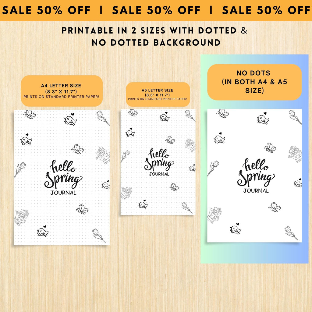 Daily Journal Print — Spring Journal Bundle, Spring Blossom Journal PRINTABLE, Seasonal Planner, Spring Buc... | Mindfulness printable