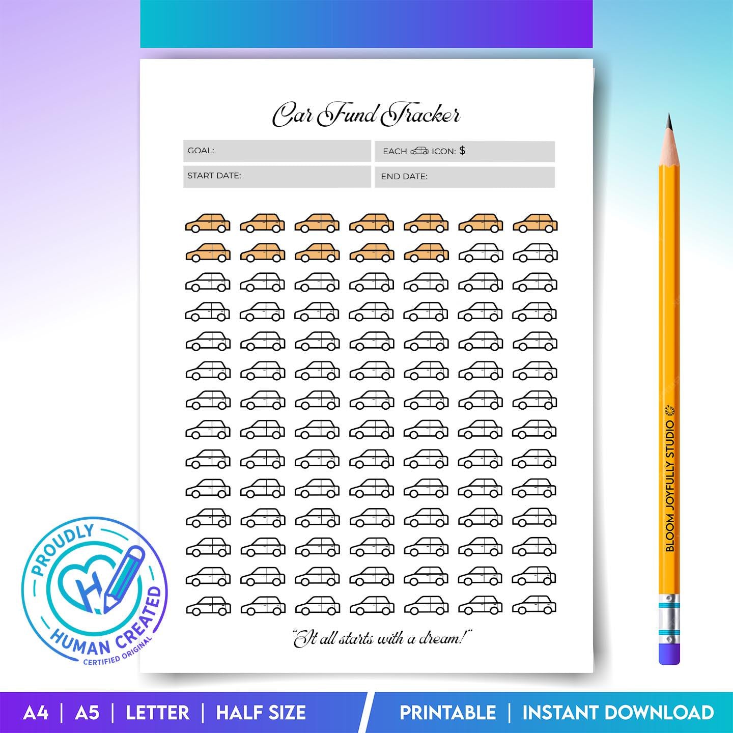 Budget Planner — Car Fund Tracker Printable, Car Savings Tracker, Vehicle Savings Planner, Savings Goal PDF... | Bloom Joyfully printable