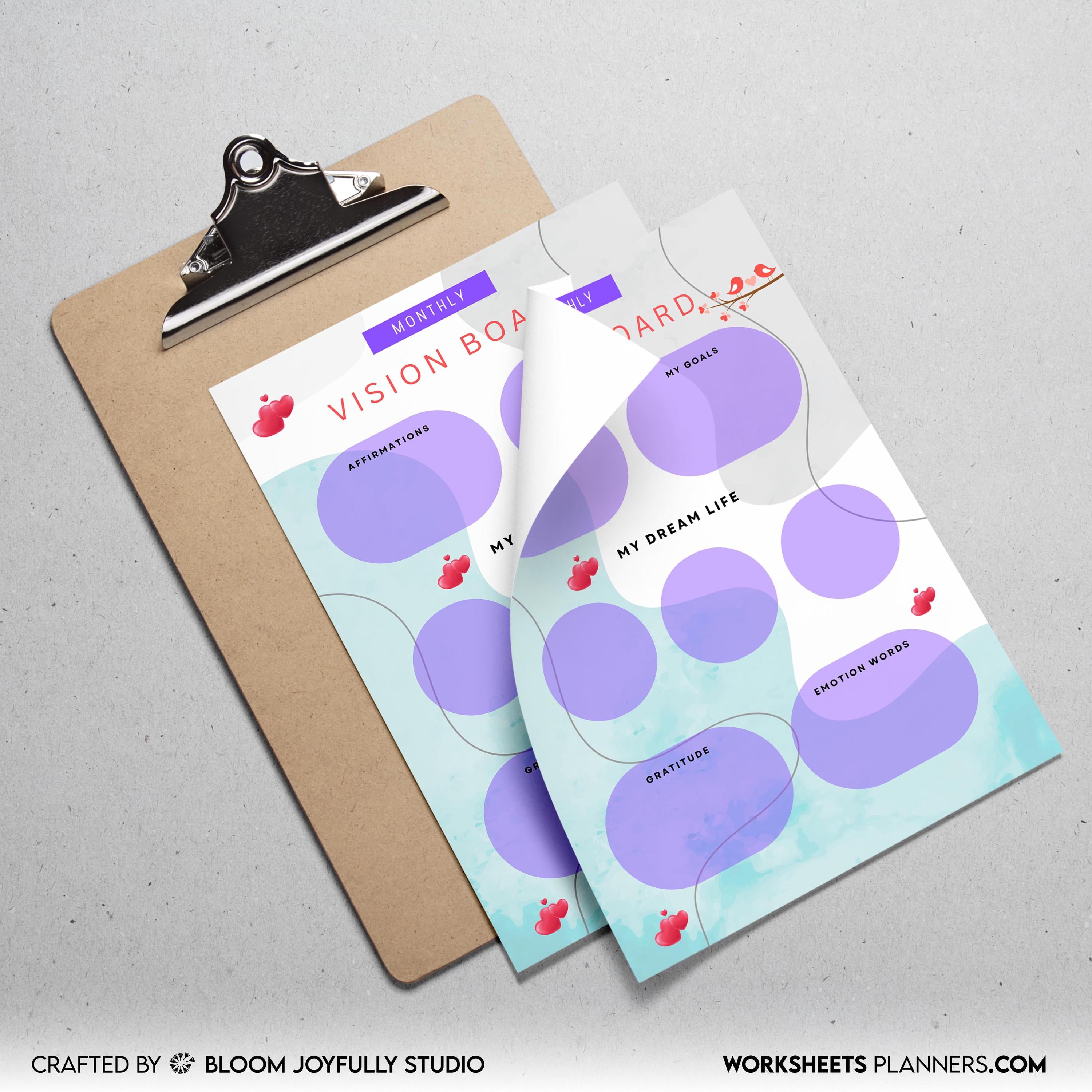 2026 Goals — 2026 Monthly VISION BOARD, Goals, Affirmations, Emotions, Dream Life, Gratitude, Printable PDF... | Mindfulness printable