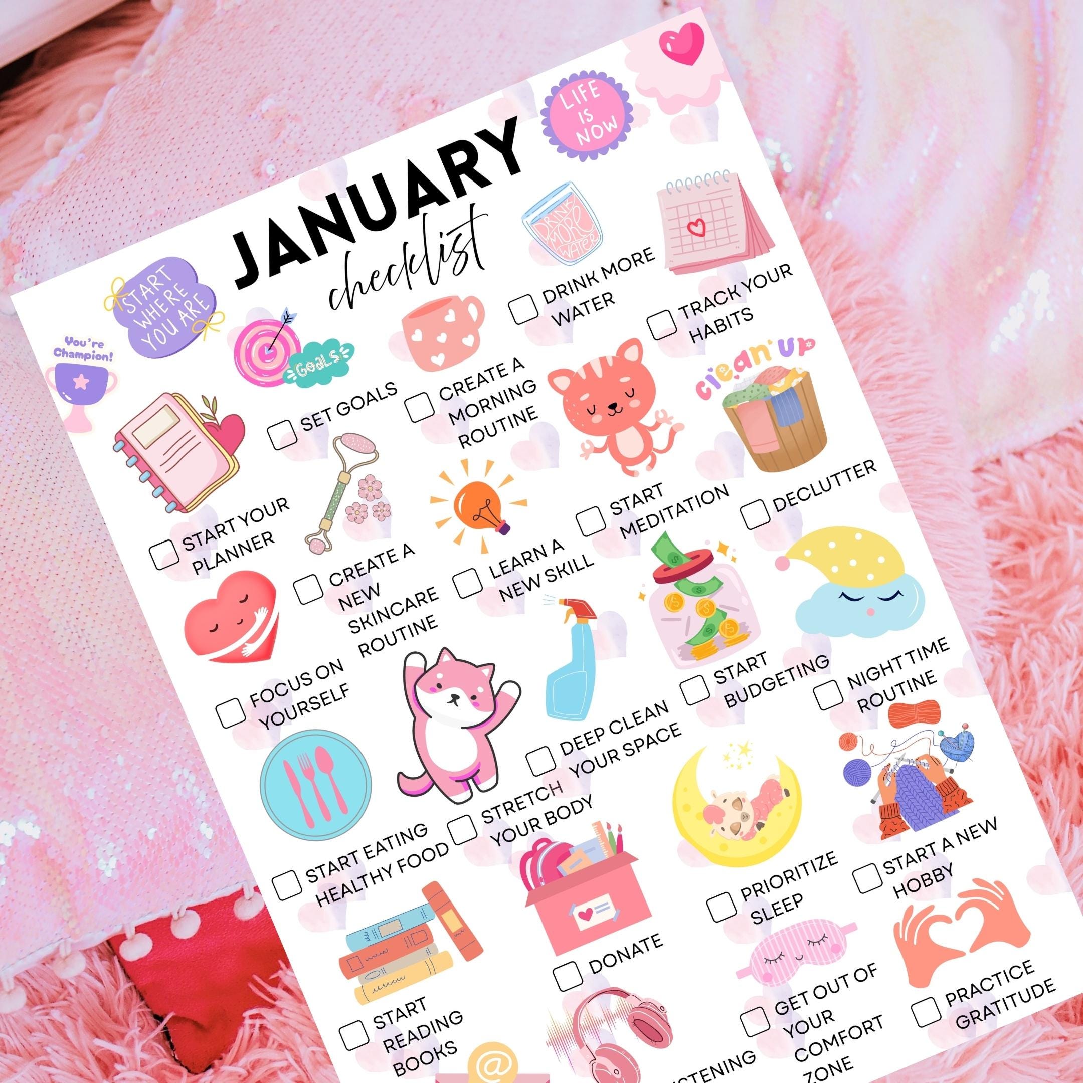2026 Big Journal — January Checklist PRINTABLE, New Year Reset Planner, January Monthly Checklist, A4 & A5 ... | Bloom Joyfully printable