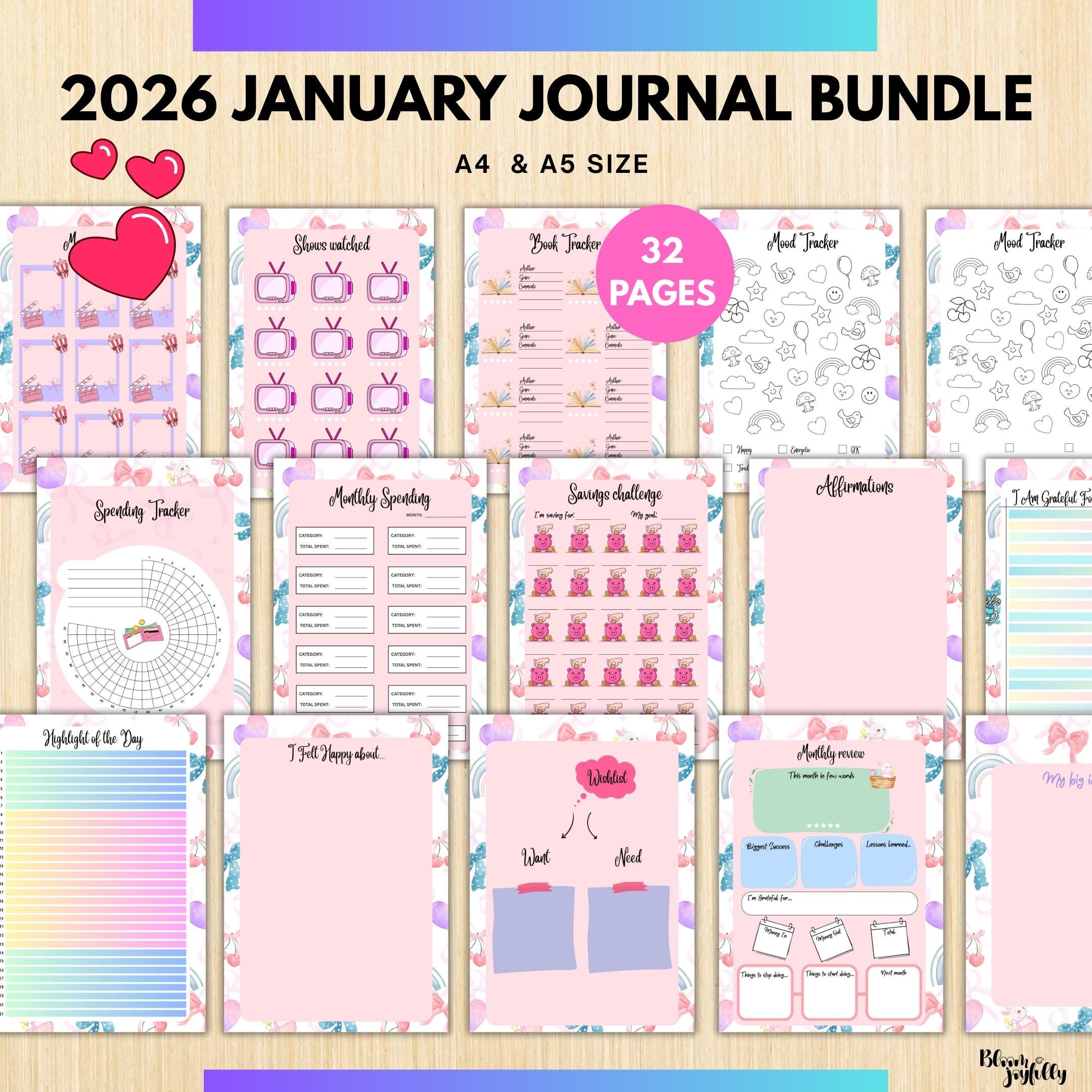 2026 Big Journal — 2026 JANUARY Planner Bundle, New Year Reset, New Year Monthly, Weekly planner, Habit, Bu... | Bloom Joyfully printable