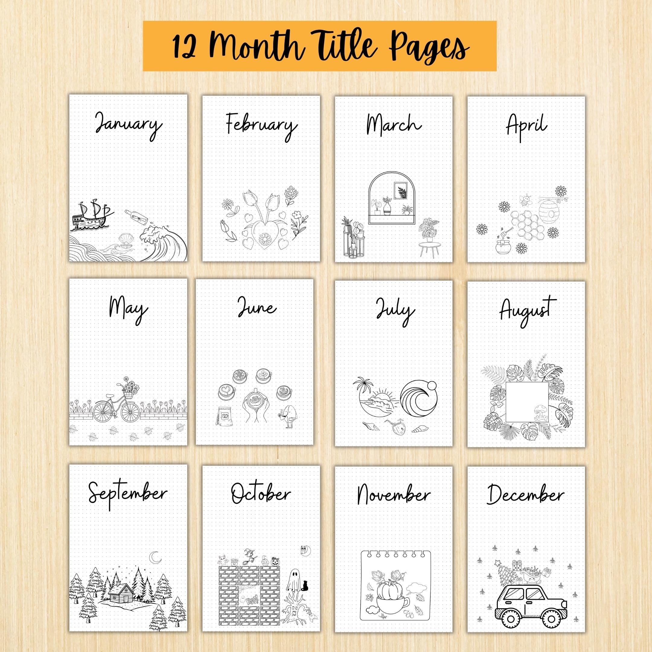 12 Month Cover Pages — 12 Month Printable Pages Bundle, Aesthetic Monthly Covers, PRINTABLE Monthly Title P... | Bloom Joyfully printable