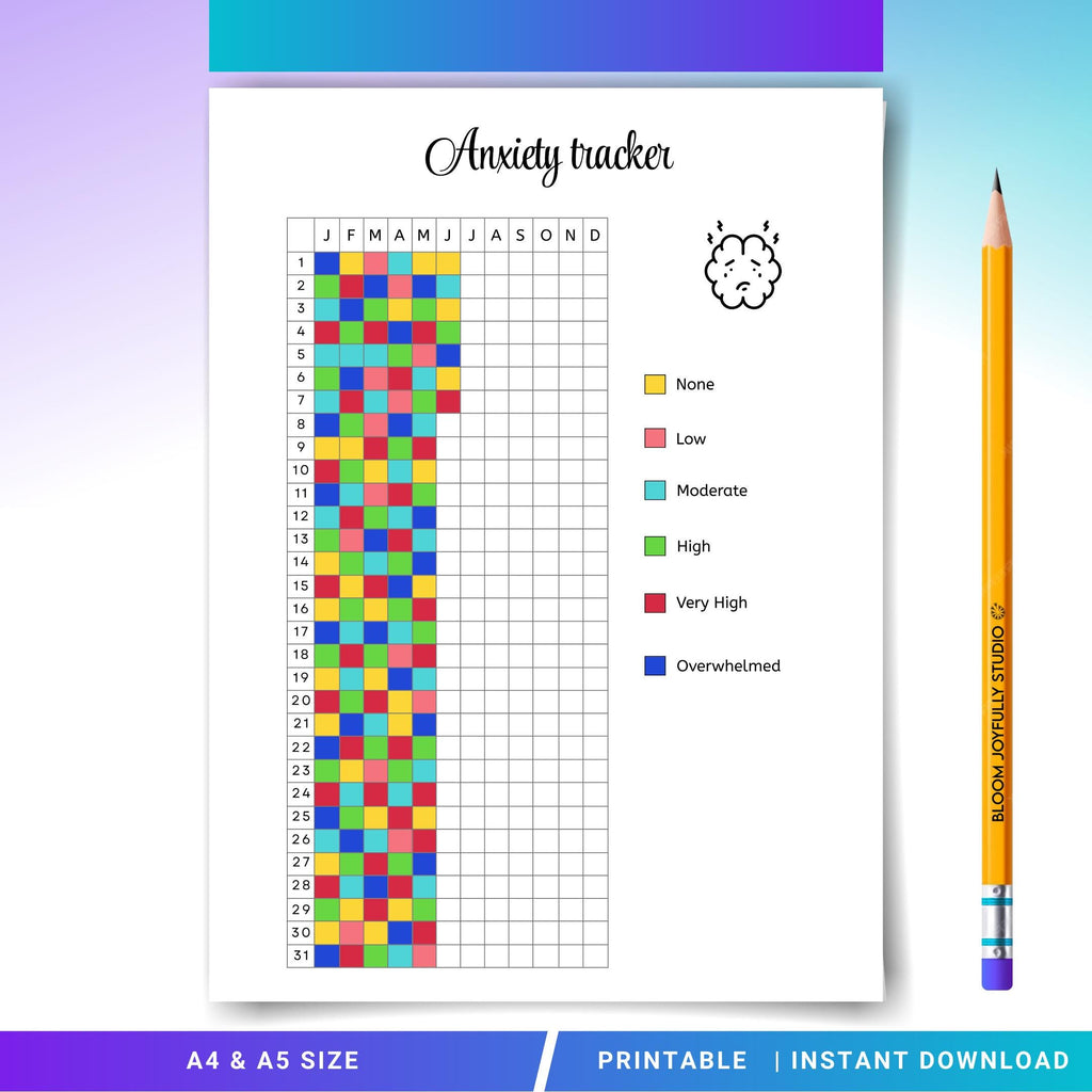 Anxiety Log — Anxiety Tracker PRINTABLE, Mental Health Planner, Anxiety Log, Habit Tracker Self Care Worksh... | Mindfulness printable