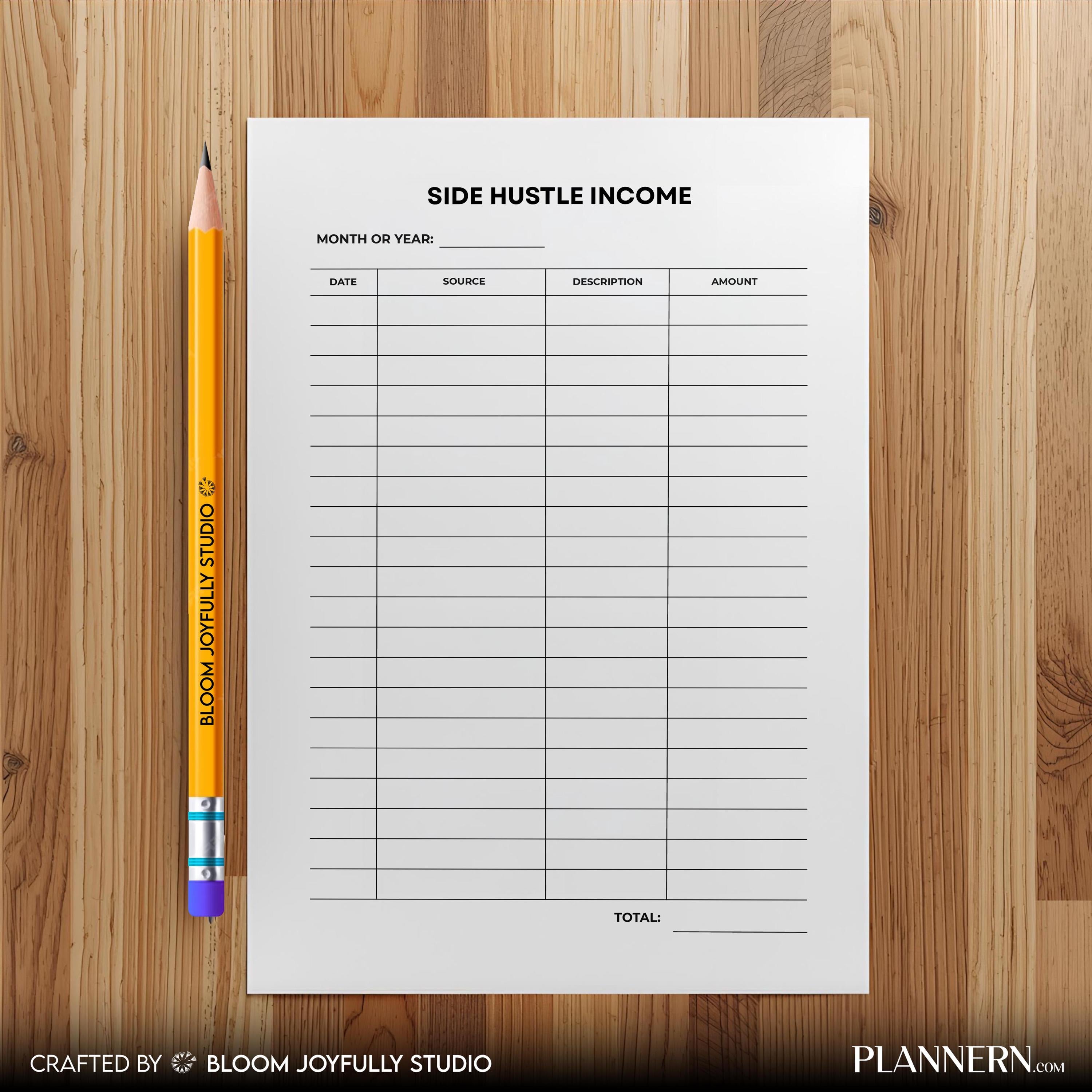 Earnings Tracker — Side Hustle Income Tracker PRINTABLE, Extra Income Log, Small Business Income Sheet, Ins... | Bloom Joyfully printable