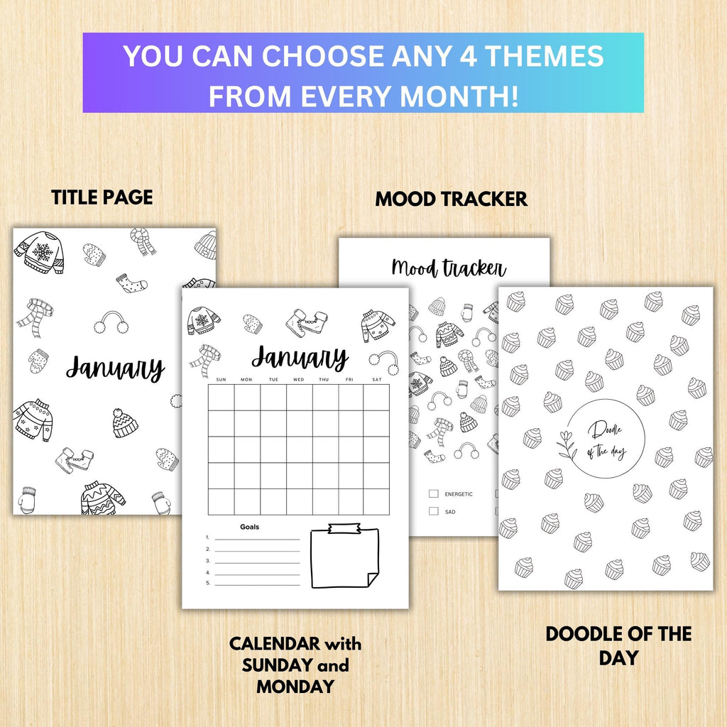 2026 BIG JOURNAL BUNDLE, Calendar, Cover Page, Monthly, Yearly Planner, Mood Tracker, Digital Planner Pages... | Mindfulness printable