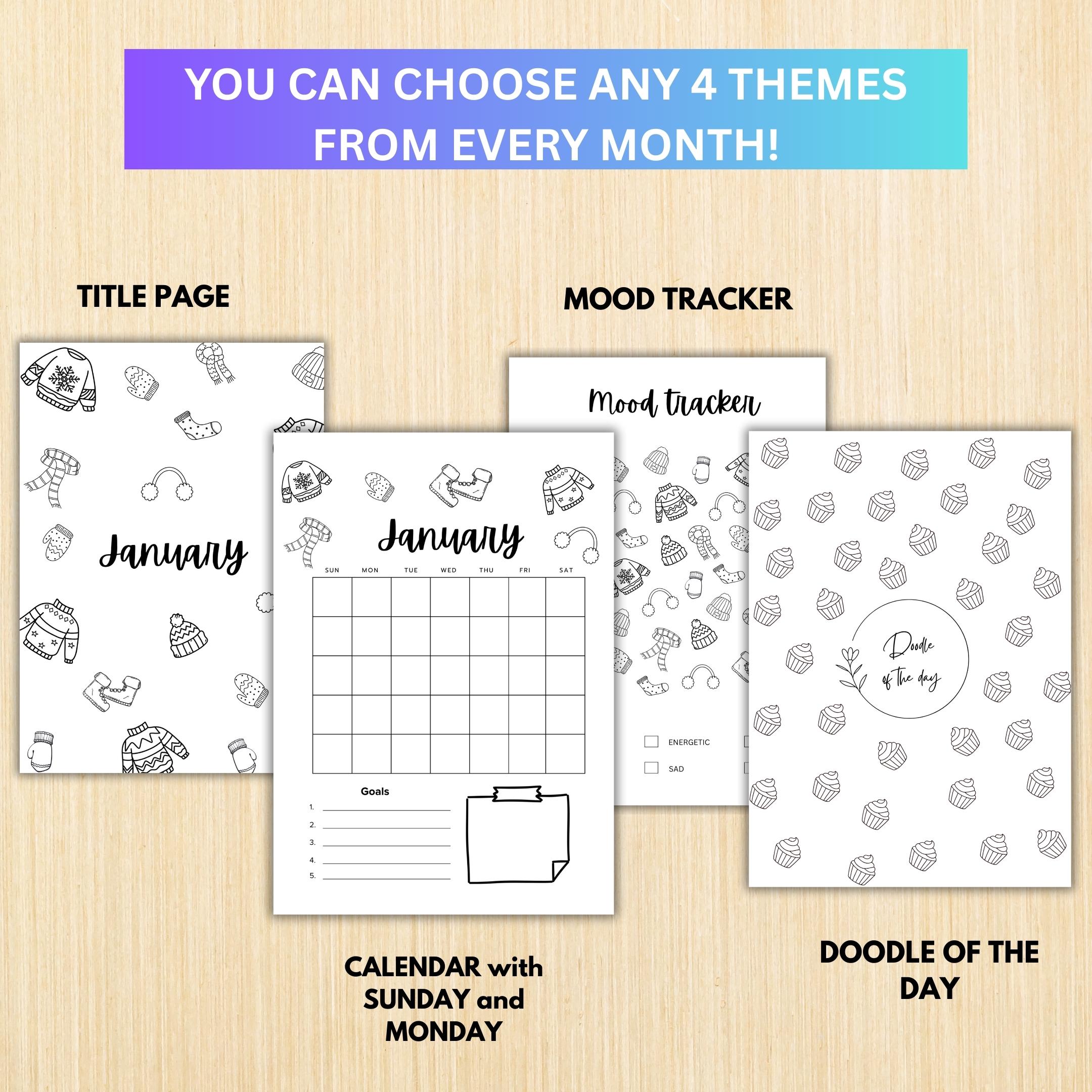 2026 BIG JOURNAL BUNDLE, Calendar, Cover Page, Monthly, Yearly Planner, Mood Tracker, Digital Planner Pages... | Mindfulness printable