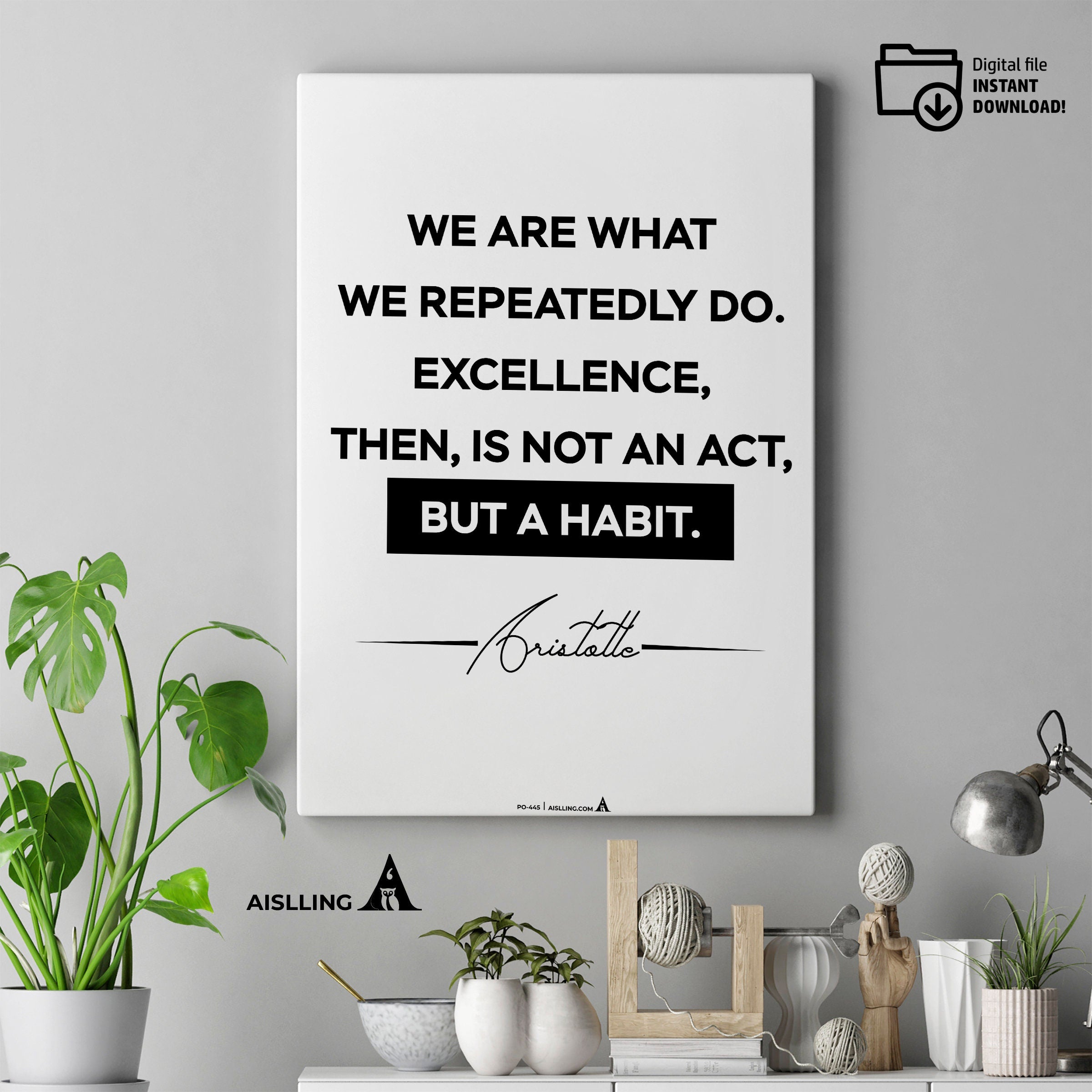 Inspirational Aristotle Quotes Print, Ancient Greek Wisdom Wall Art, Motivational Philosophy Decor, Classic Teacher Gift