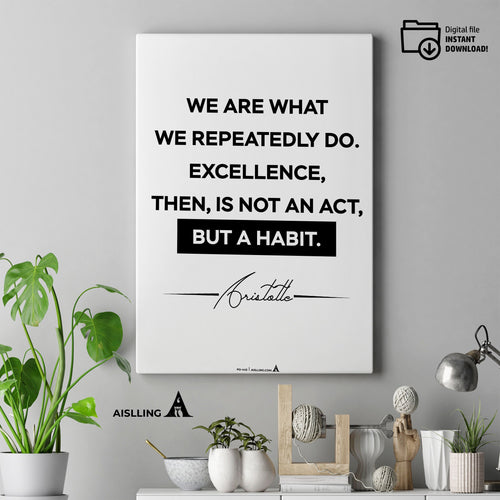 Inspirational Aristotle Quotes Print, Ancient Greek Wisdom Wall Art, Motivational Philosophy Decor, Classic Teacher Gift