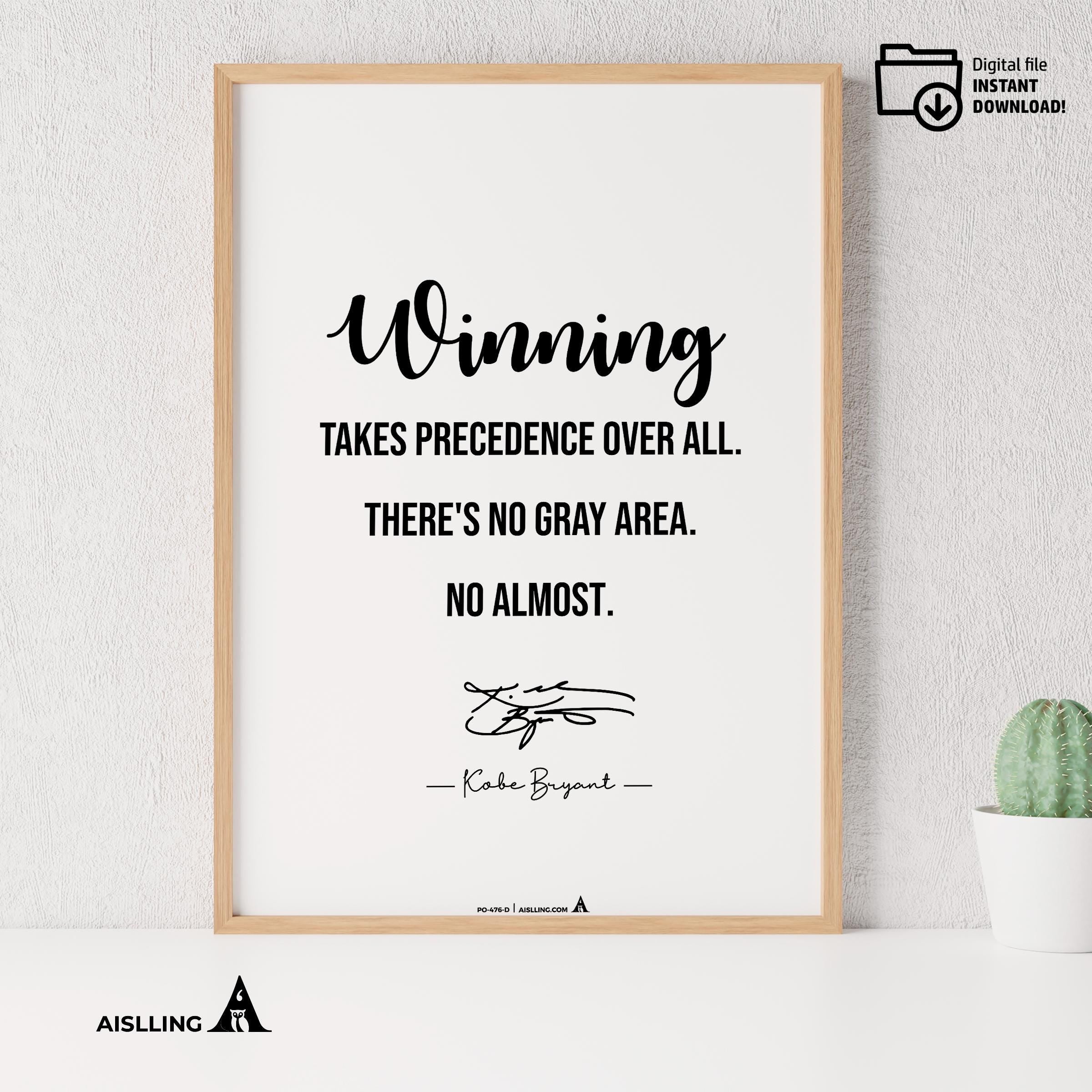 Digital Download — Kobe Bryant Poster, Minimalist Basketball Printable Quote Wall Art, NBA Black Mamba Moti... | Aislling printable