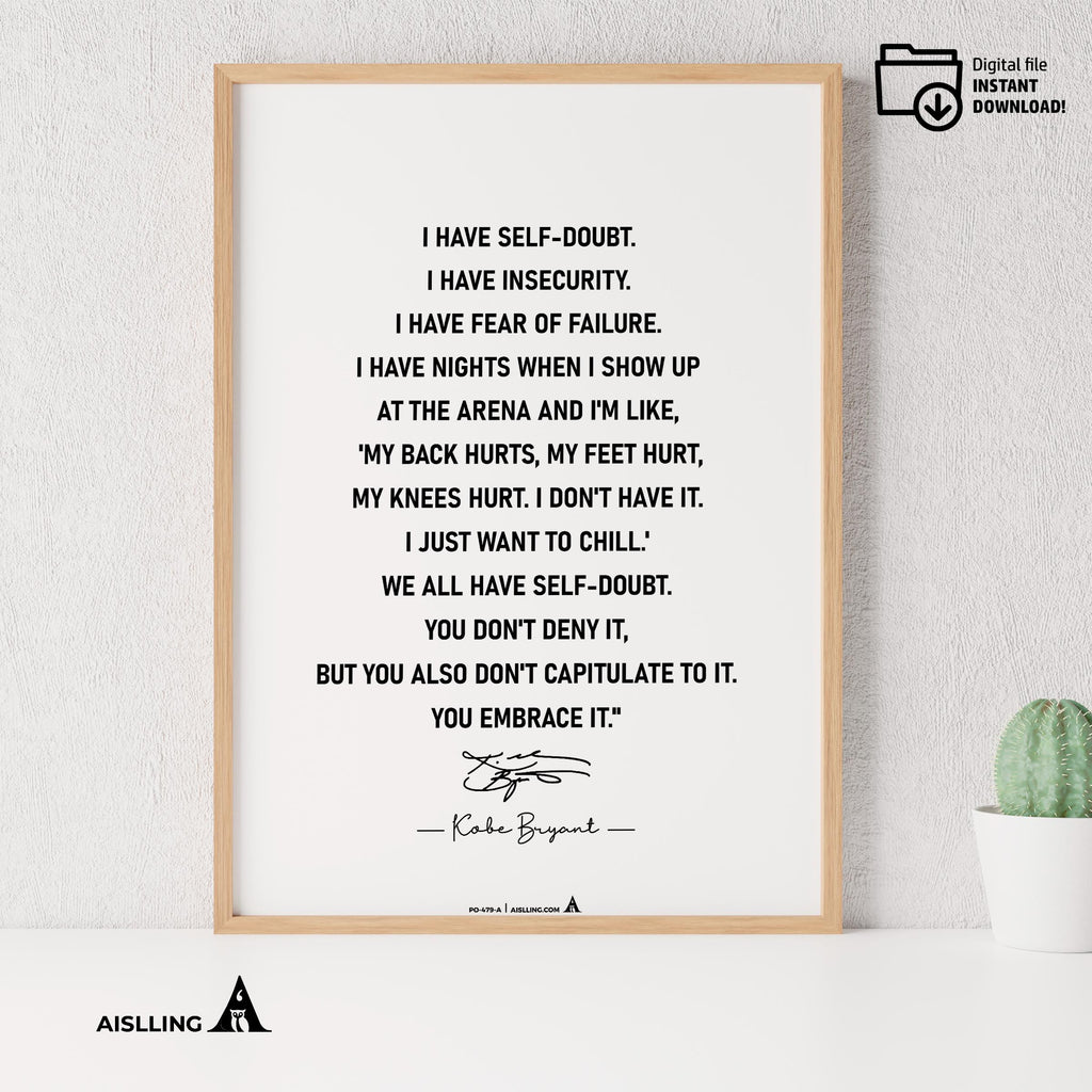 Aislling — Kobe Bryant Mamba Mentality Quote Poster: Basketball Wall Art (Digital Download) | Aislling printable