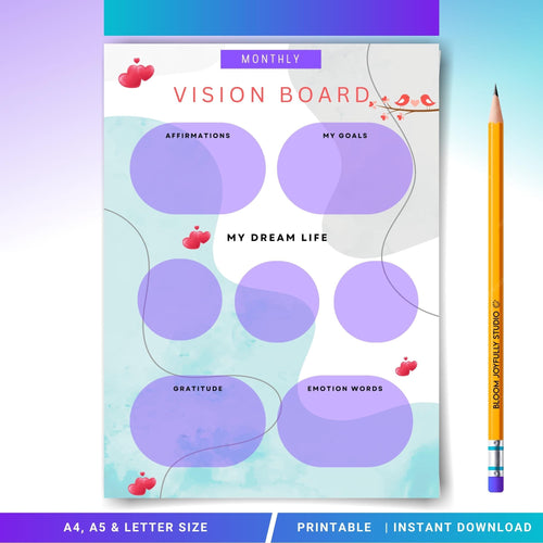 2026 Goals — 2026 Monthly VISION BOARD, Goals, Affirmations, Emotions, Dream Life, Gratitude, Printable PDF... | Mindfulness printable