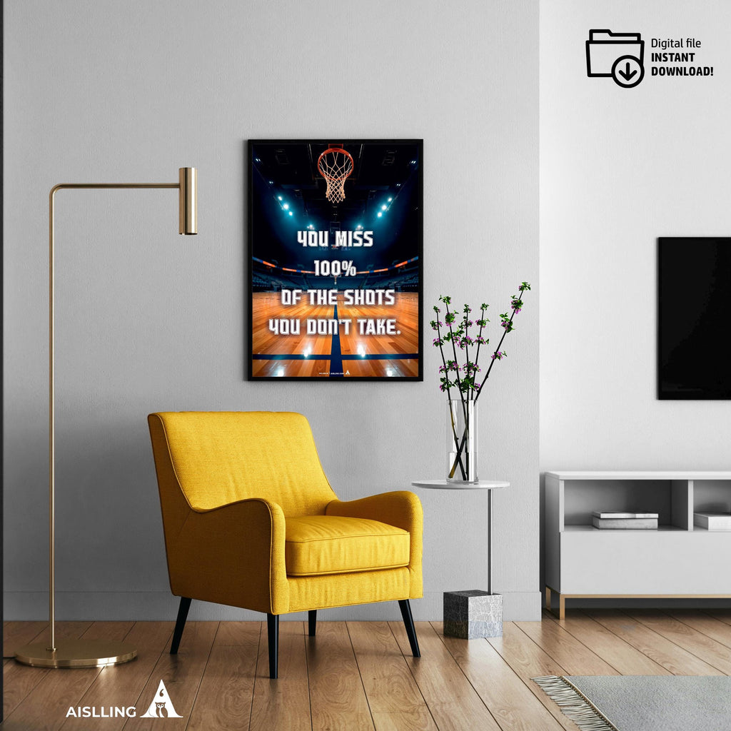 Basketball Art — Michael Jordan Inspirational Quote Poster: Basketball Legend Art (Digital Download) | Aislling printable