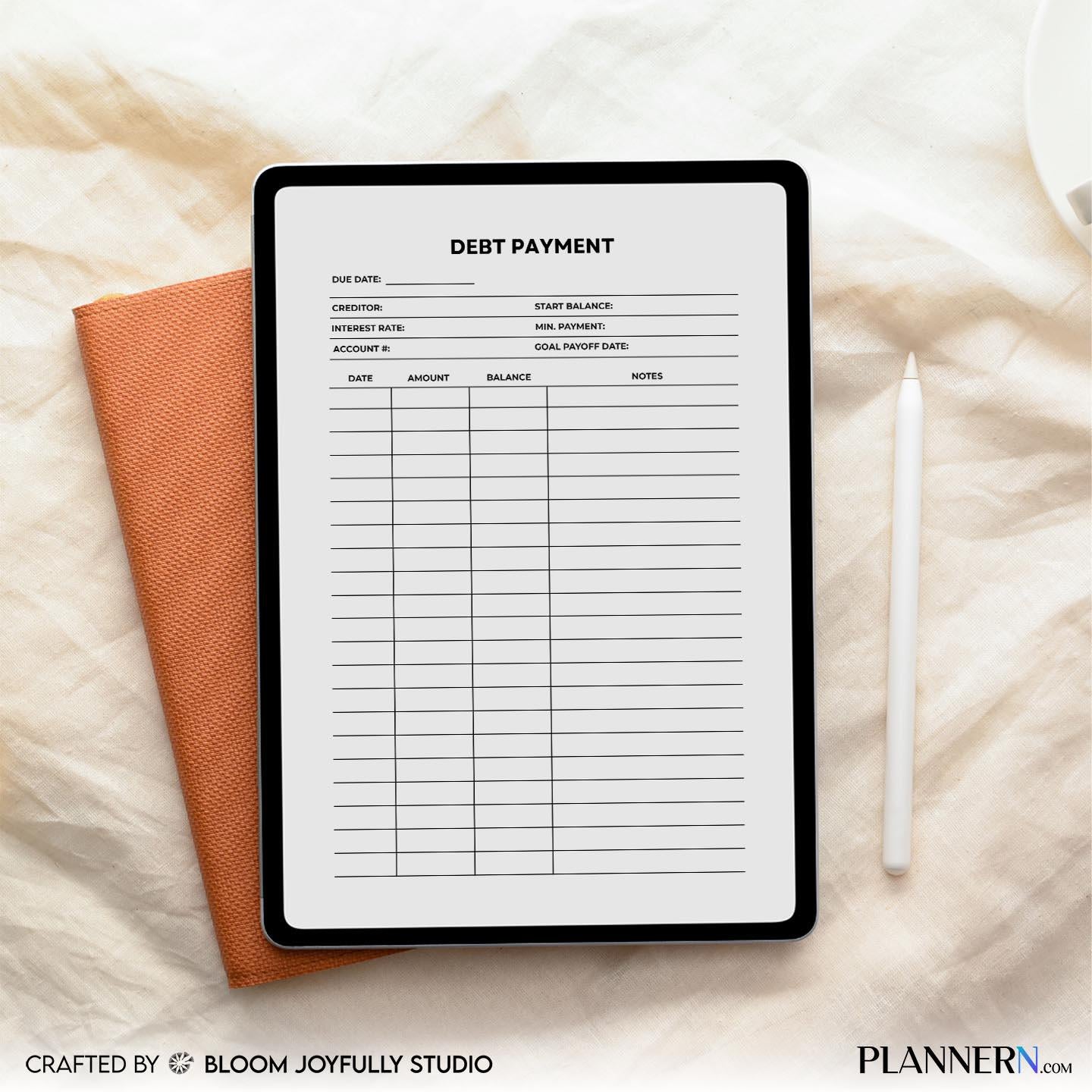 Bill Payment Tracker — Debt Tracker Printable, Monthly Debt Payment Log, Bill & Loan Payoff Planner, Instan... | Bloom Joyfully printable
