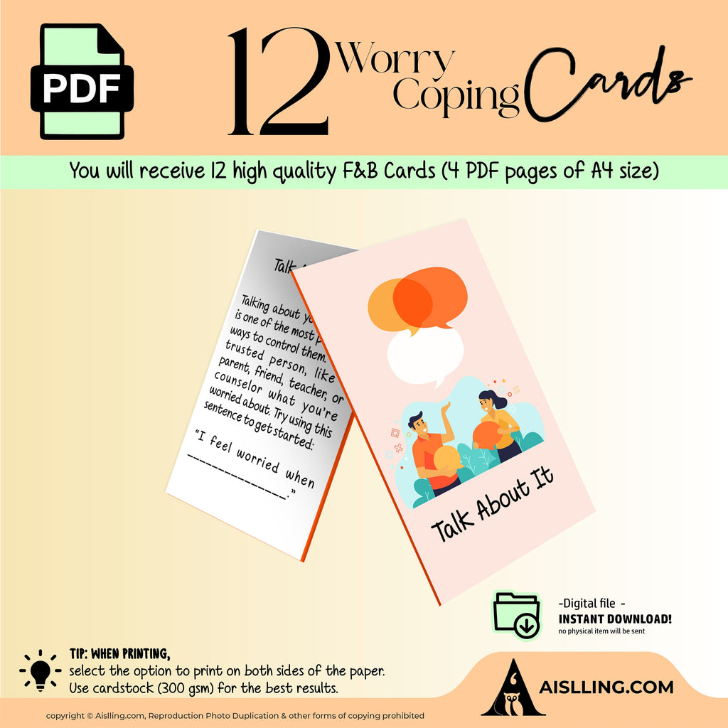 Adhd Worksheets — Worry Coping Cards Therapy Tools Mindfulness Cards Therapy Office Decor Social Psychology... | Mindfulness printable