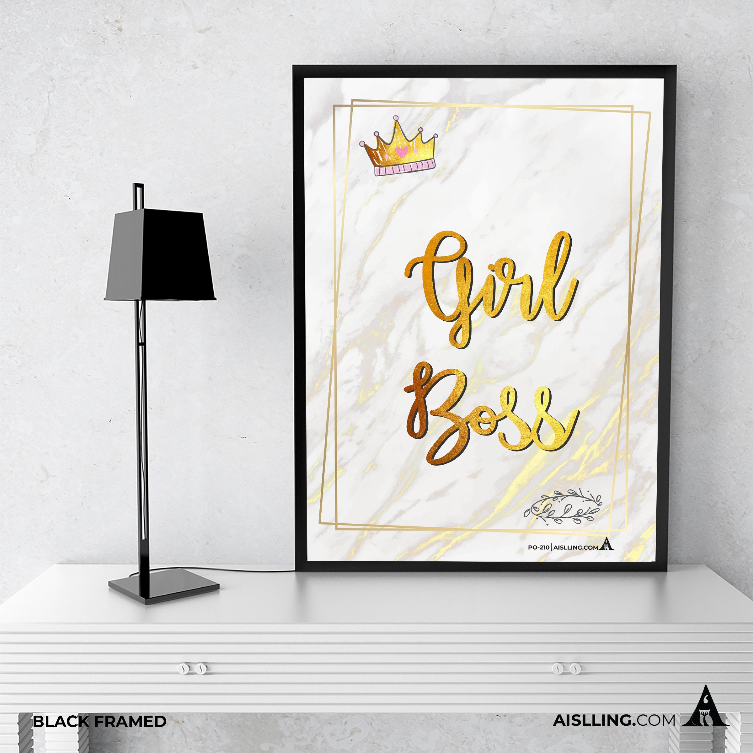 Aislling — Girl Boss, gold line Quote Poster Printables Inspirational Quote Poster Motivational Art Famous ... | Aislling printable