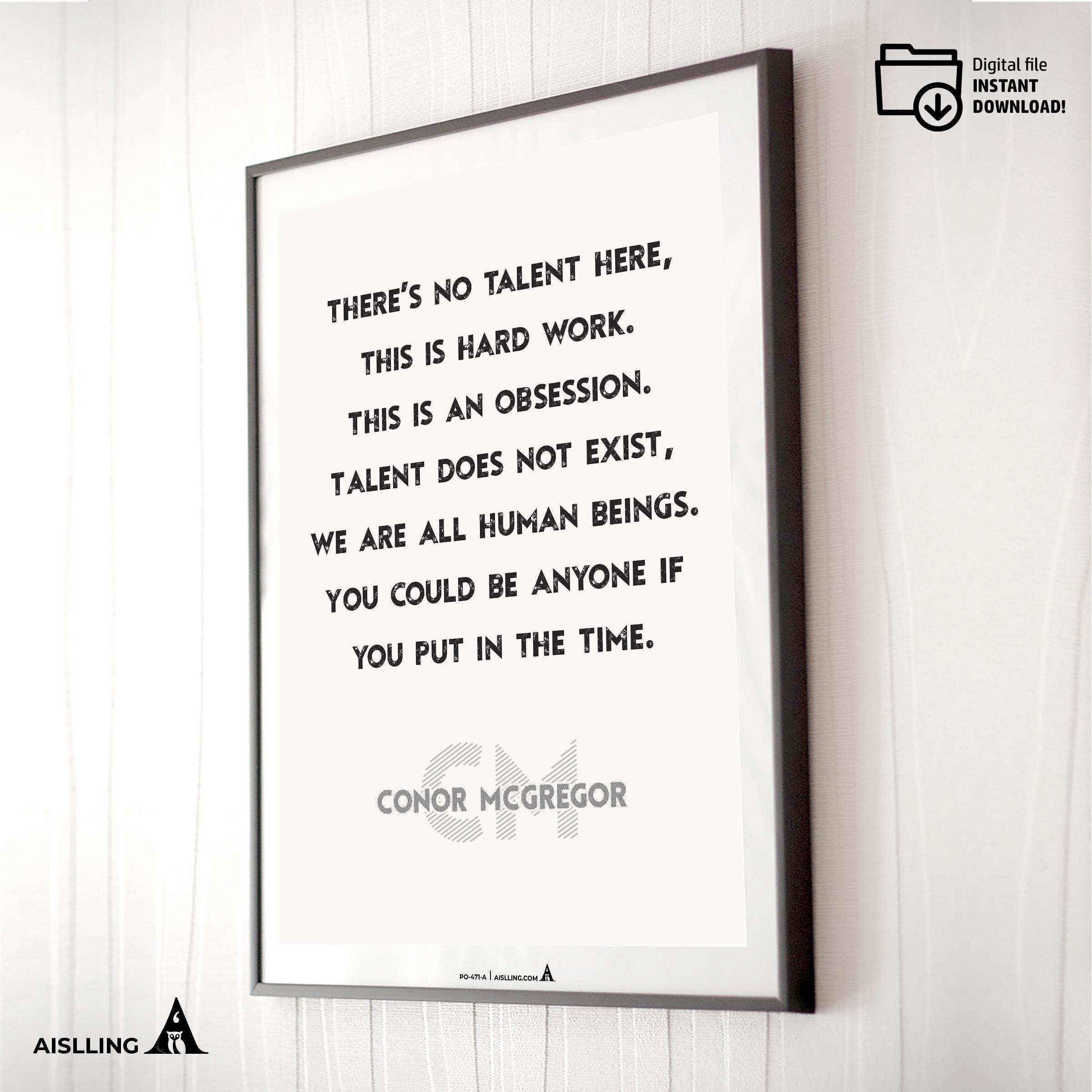 Aislling — Motivational Wall Decor There's no talent here. This is hard work…”, Conor McGregor, NBA Sports,... | Aislling printable