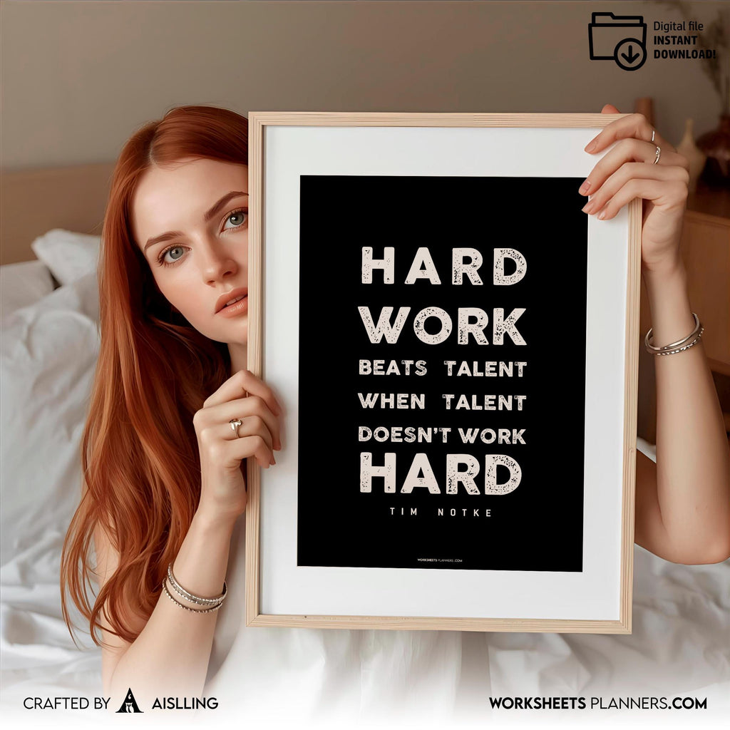 Aislling — Hard work beats Quotes, NBA Sports, Printable NBA Poster, Teenager kid basketball gift, NBA post... | Aislling printable