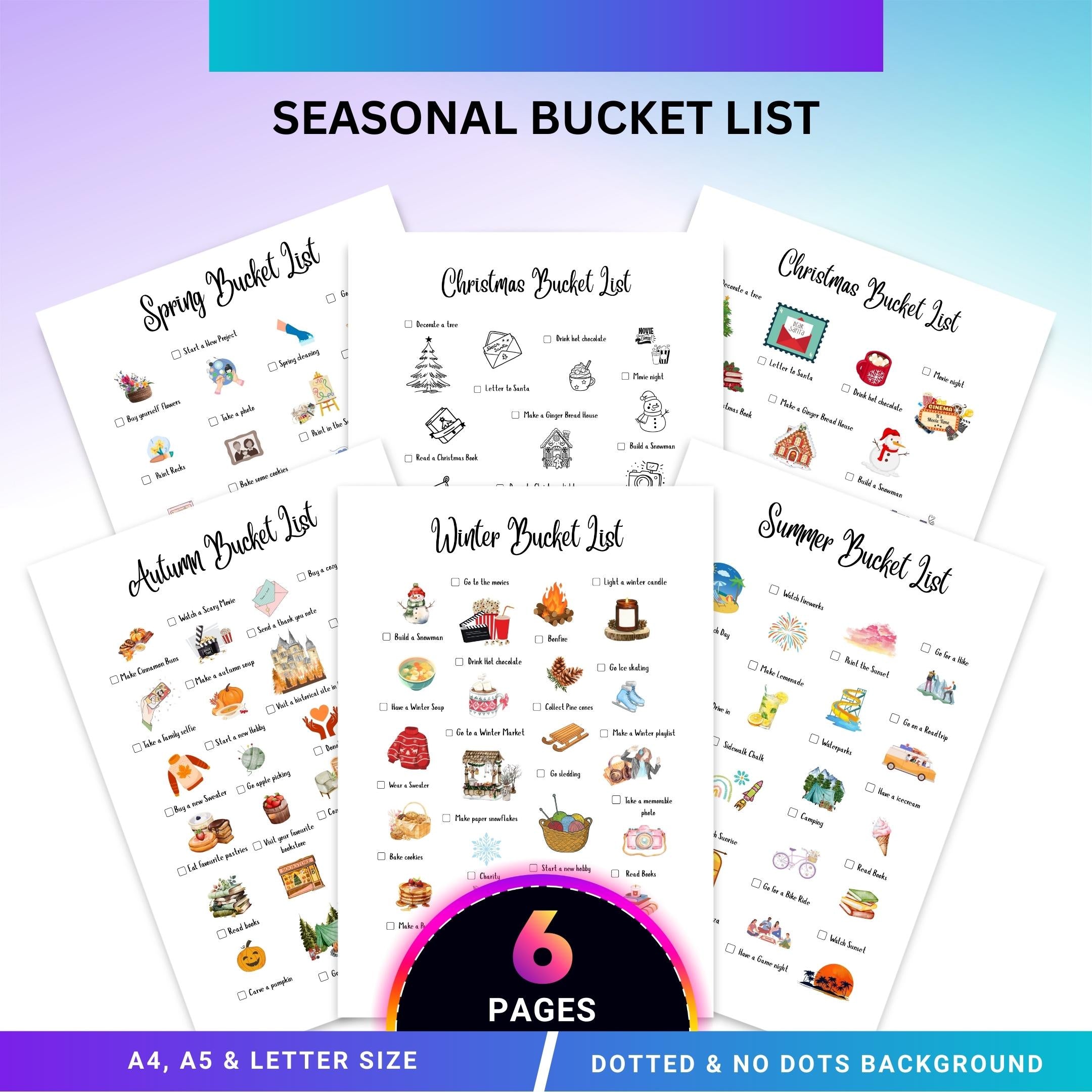 Activity List — Seasonal BUCKET LIST Printable, Spring Bucket List, Summer Bucket List, Fall Bucket List, W... | Bloom Joyfully printable