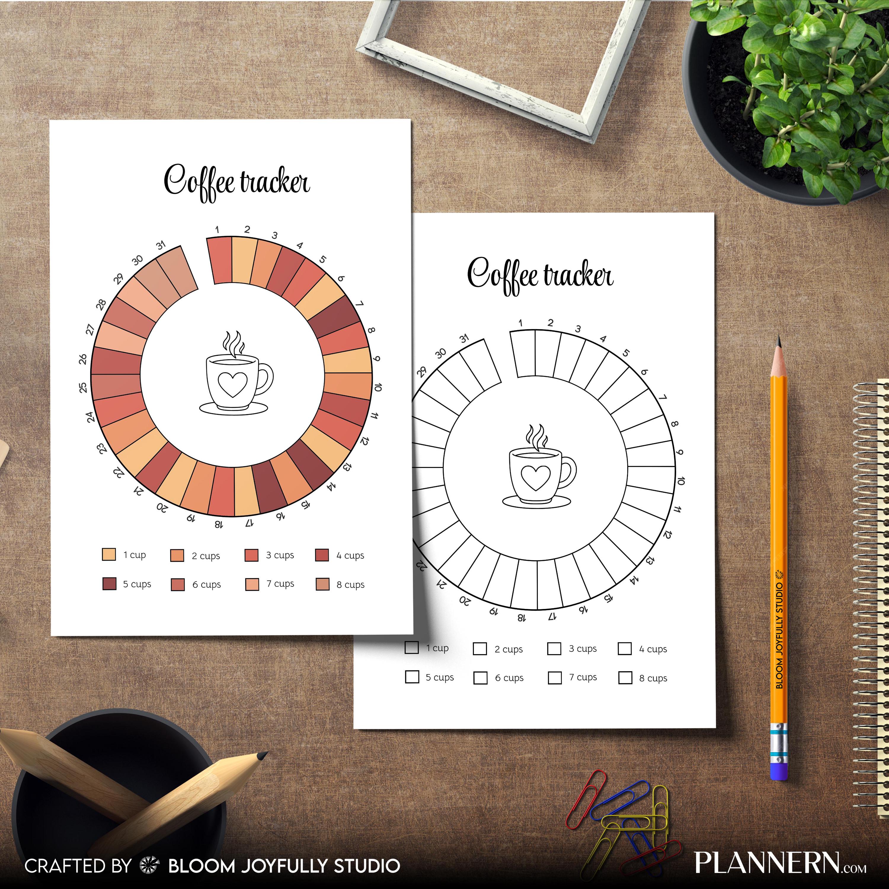 Aesthetic Planner — Coffee Tracker PRINTABLE, Health Tracker, Track coffee Intake, Caffeine Tracker, Food T... | Bloom Joyfully printable